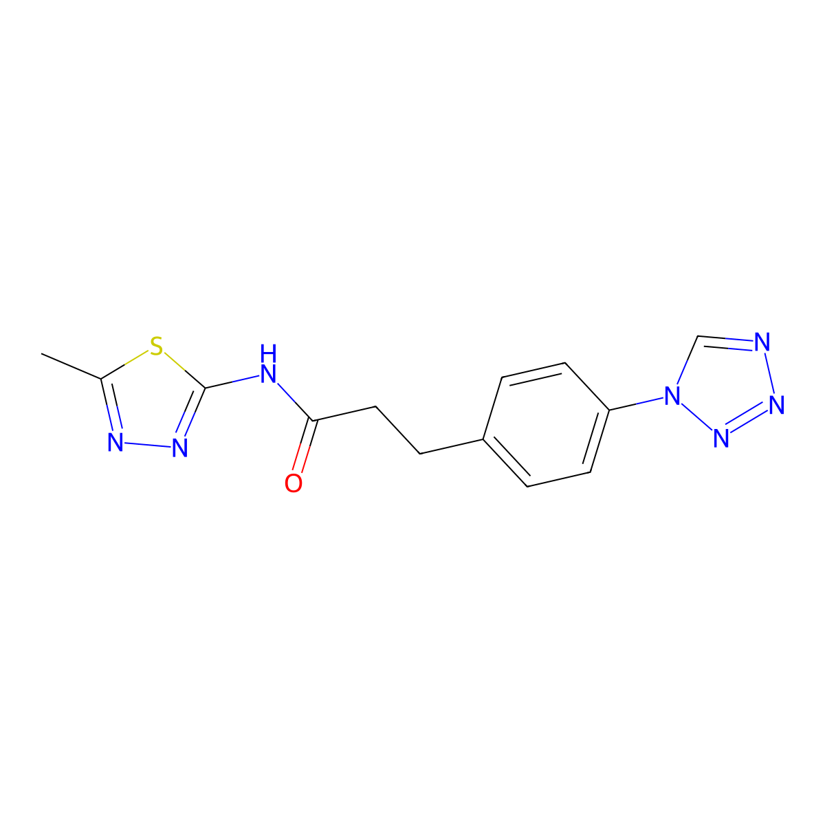 3-(4-(1H-tetrazol-1-yl)phenyl)-N-(5-methyl-1,3,4-thiadiazol-2-yl)propanamide molecular structure, CAS 1324065-56-6