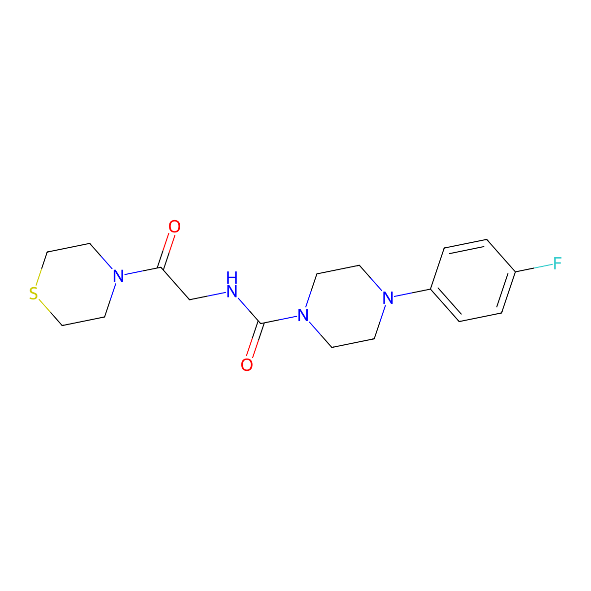 4-(4-fluorophenyl)-N-[2-oxo-2-(thiomorpholin-4-yl)ethyl]piperazine-1-carboxamide molecular structure, CAS 1324065-89-5