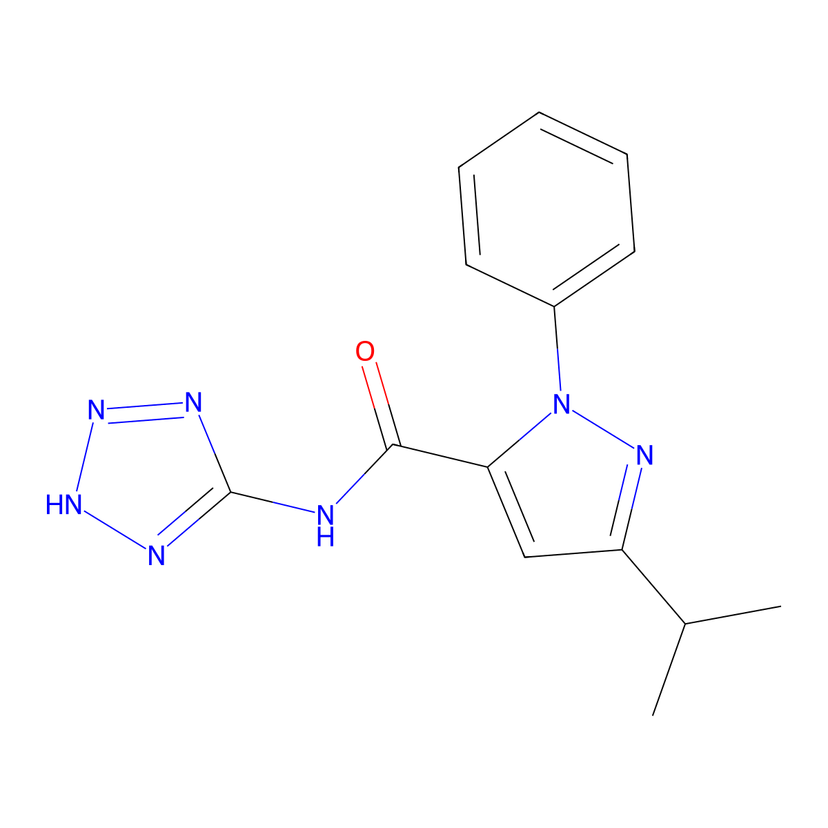 1-phenyl-3-(propan-2-yl)-N-(1H-tetrazol-5-yl)-1H-pyrazole-5-carboxamide molecular structure, CAS 1324065-93-1