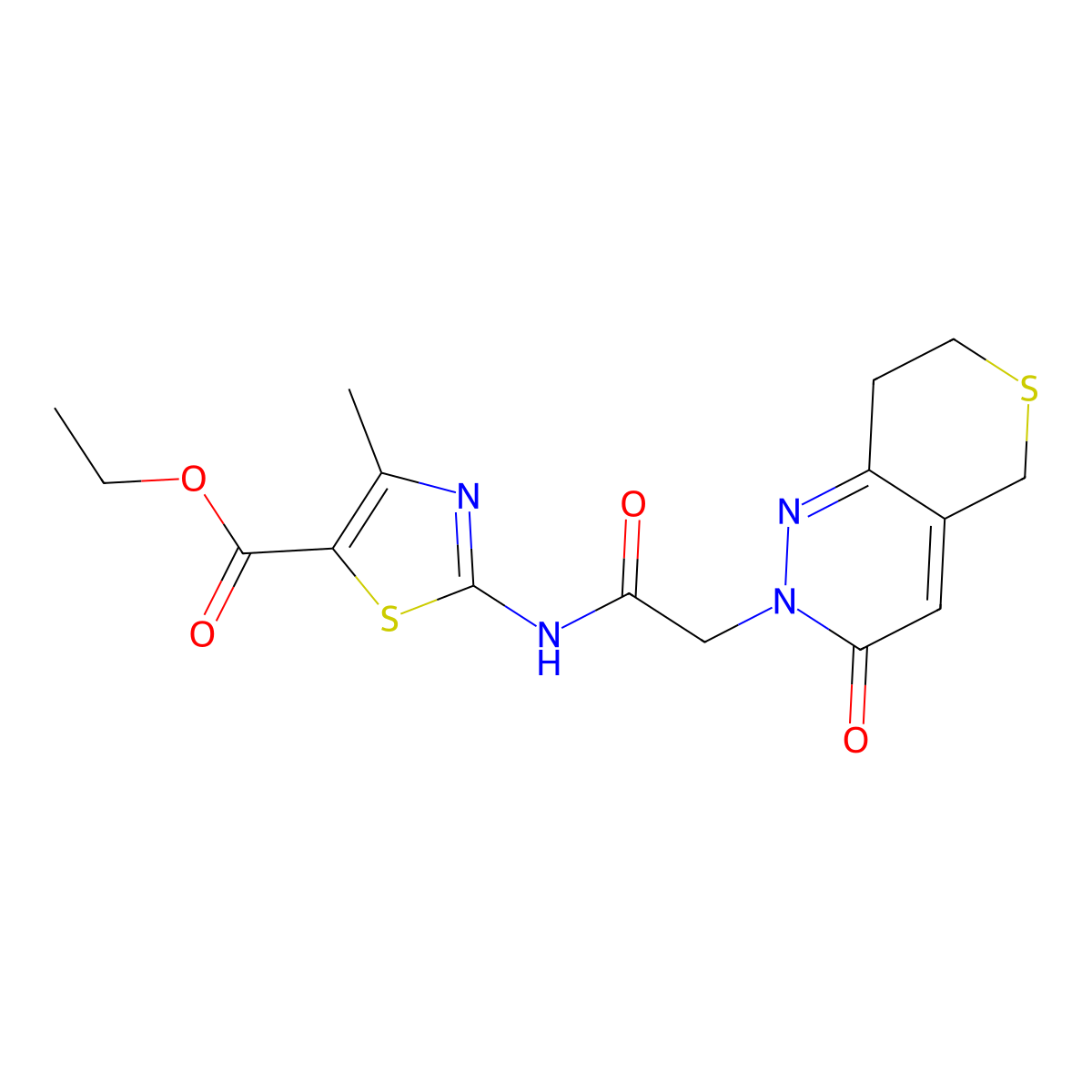 ethyl 4-methyl-2-{[(3-oxo-3,5,7,8-tetrahydro-2H-thiopyrano[4,3-c]pyridazin-2-yl)acetyl]amino}-1,3-thiazole-5-carboxylate molecular structure, CAS 1324066-01-4
