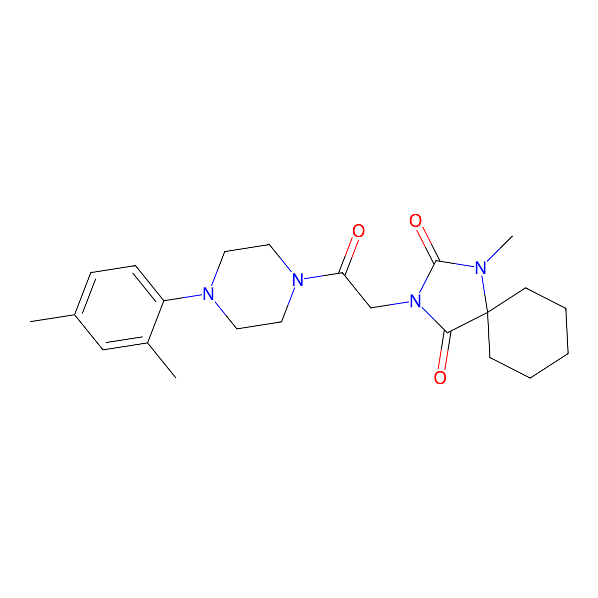 3-{2-[4-(2,4-Dimethylphenyl)piperazin-1-yl]-2-oxoethyl}-1-methyl-1,3-diazaspiro[4.5]decane-2,4-dione molecular structure, CAS 1324066-22-9