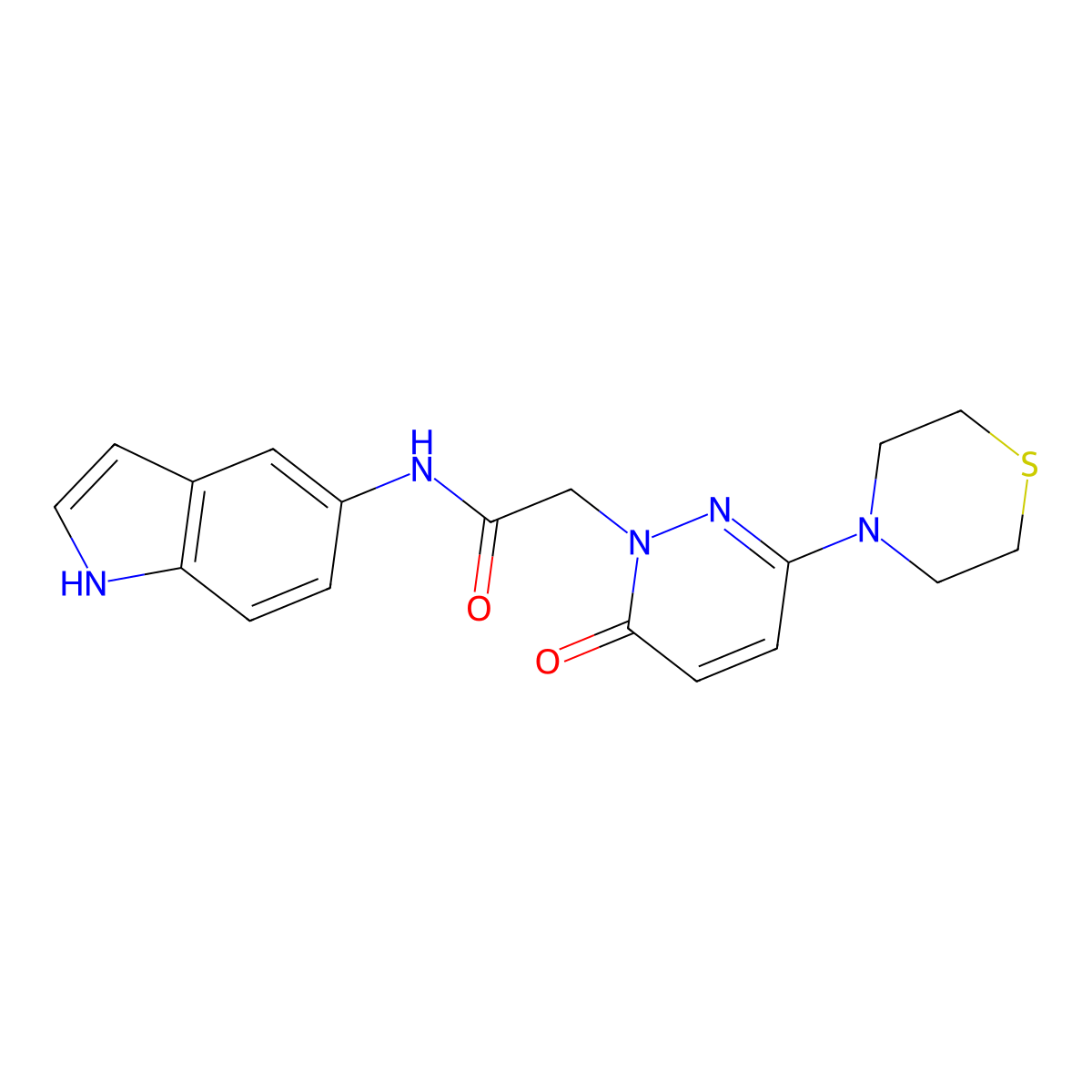 N-(1H-indol-5-yl)-2-(6-oxo-3-thiomorpholinopyridazin-1(6H)-yl)acetamide molecular structure, CAS 1324066-30-9