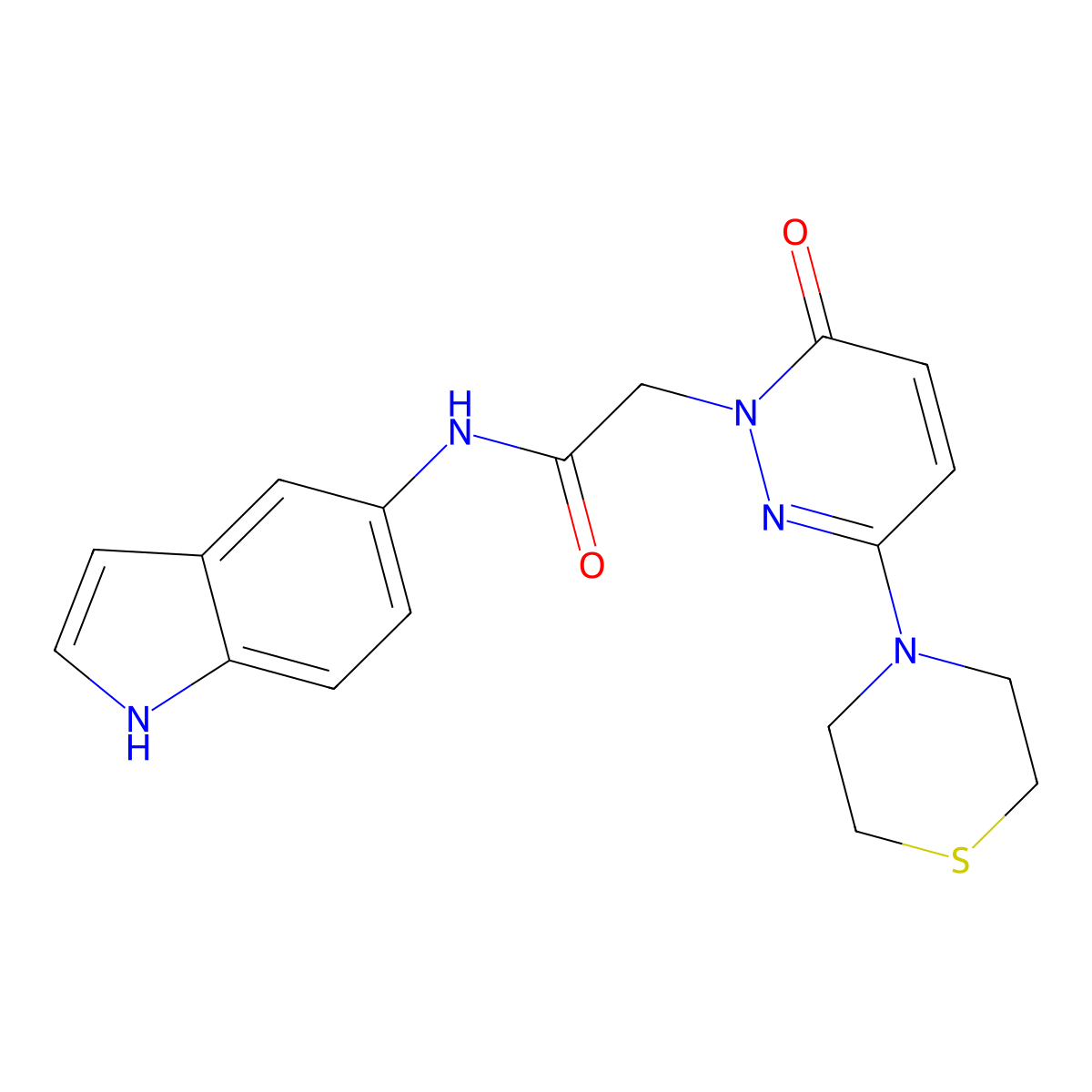 N-(1H-indol-5-yl)-2-(6-oxo-3-thiomorpholinopyridazin-1(6H)-yl)acetamide molecular structure, CAS 1324066-30-9