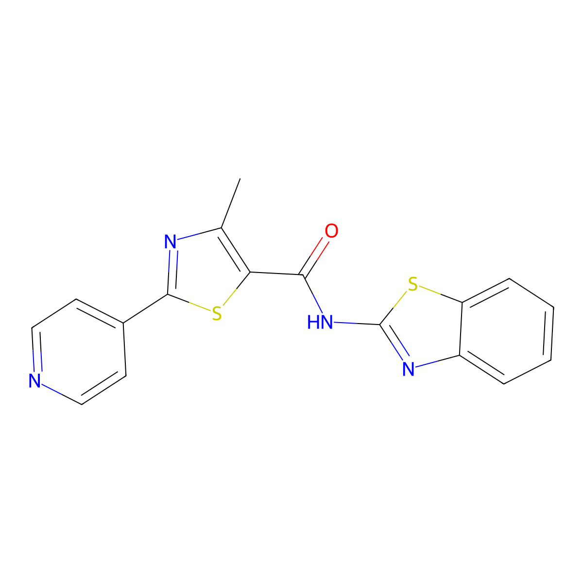 N-(1,3-benzothiazol-2-yl)-4-methyl-2-(pyridin-4-yl)-1,3-thiazole-5-carboxamide molecular structure, CAS 1324066-51-4