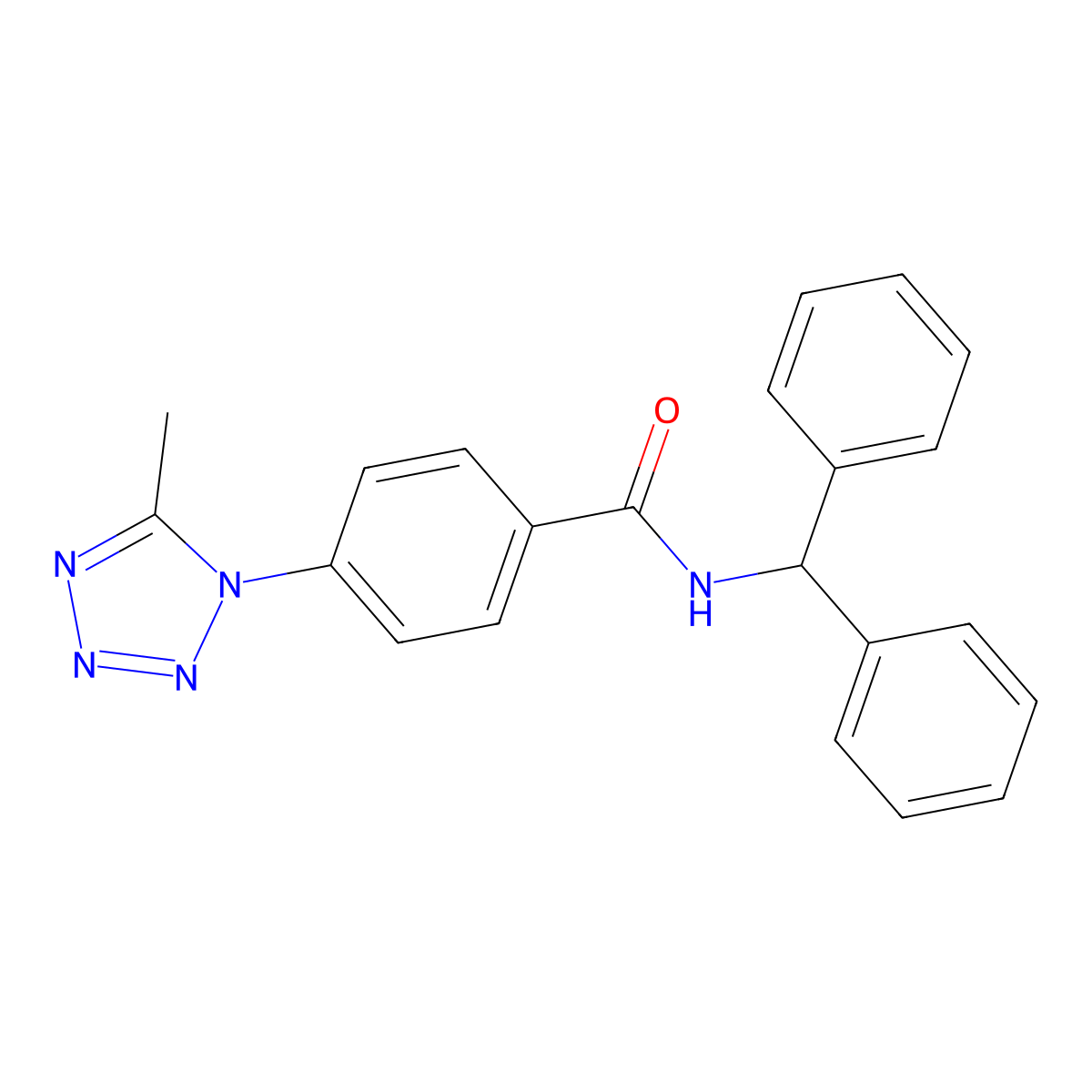N-(diphenylmethyl)-4-(5-methyl-1H-tetrazol-1-yl)benzamide molecular structure, CAS 1324066-61-6