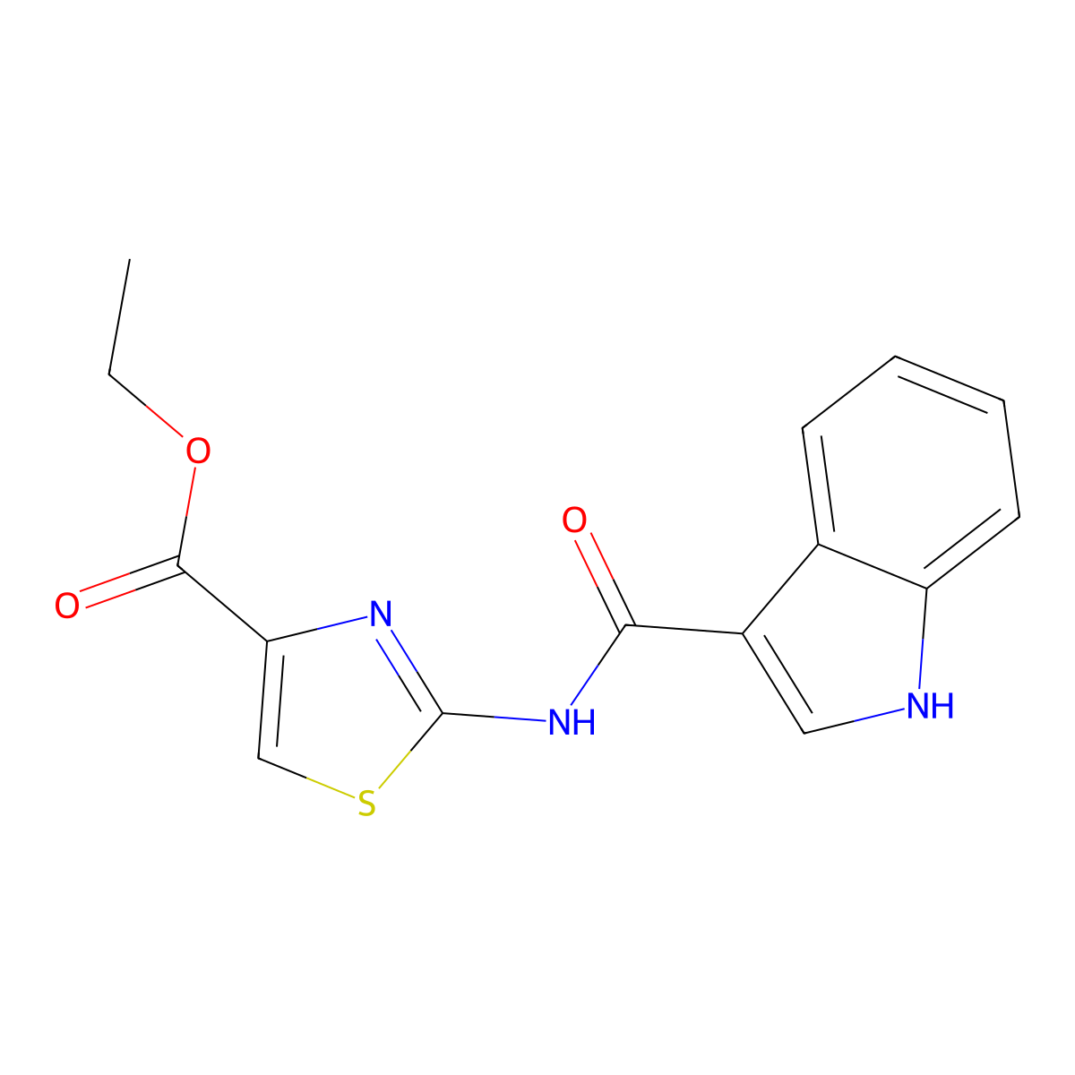 ethyl (2Z)-2-[(1H-indol-3-ylcarbonyl)imino]-2,3-dihydro-1,3-thiazole-4-carboxylate molecular structure, CAS 1324066-67-2