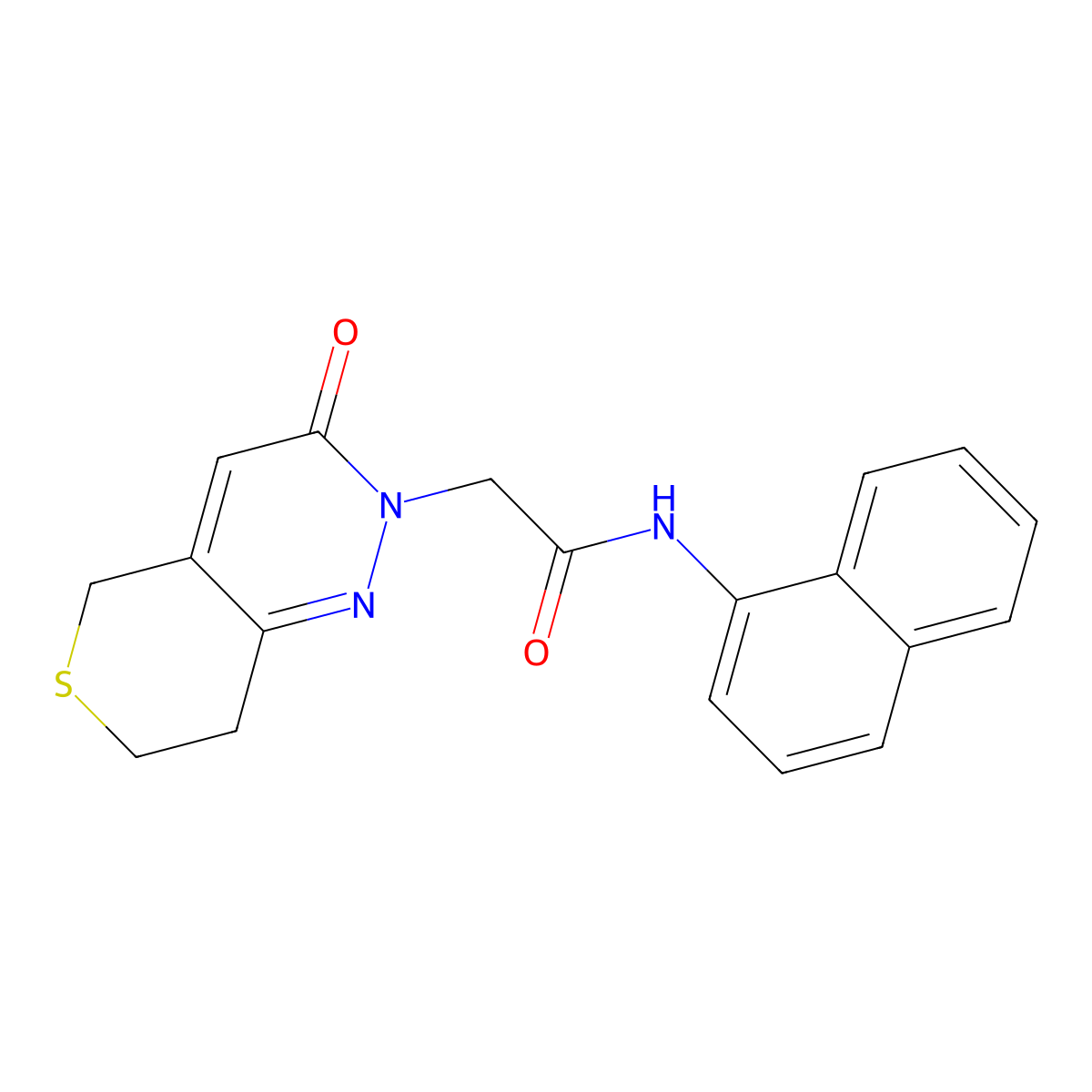 N-(naphthalen-1-yl)-2-(3-oxo-3,5,7,8-tetrahydro-2H-thiopyrano[4,3-c]pyridazin-2-yl)acetamide molecular structure, CAS 1324066-76-3