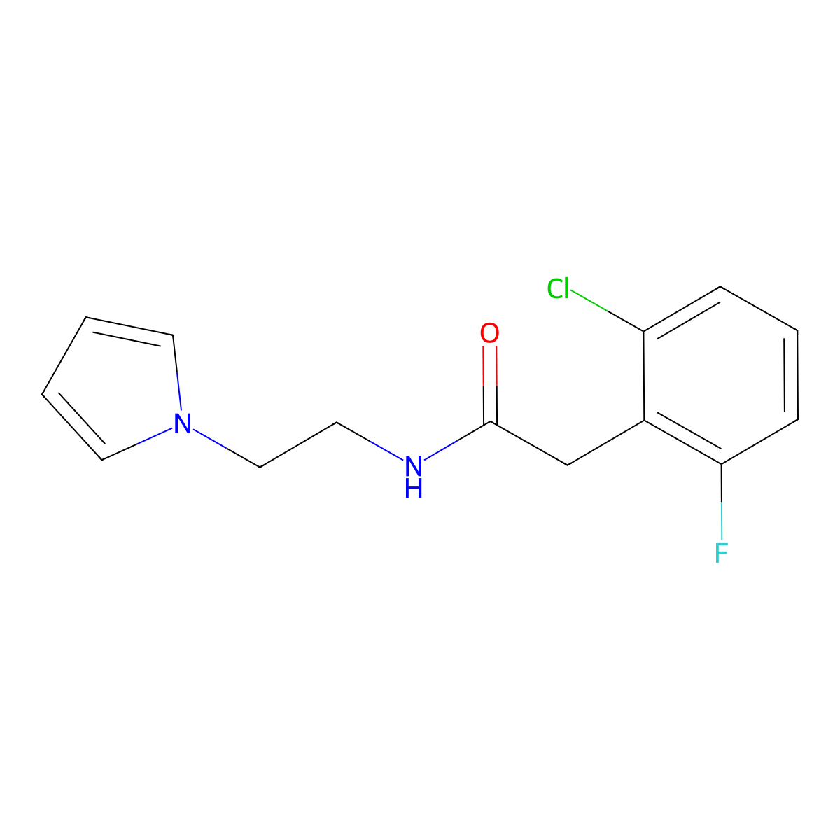 2-(2-chloro-6-fluorophenyl)-N-[2-(1H-pyrrol-1-yl)ethyl]acetamide molecular structure, CAS 1324066-77-4
