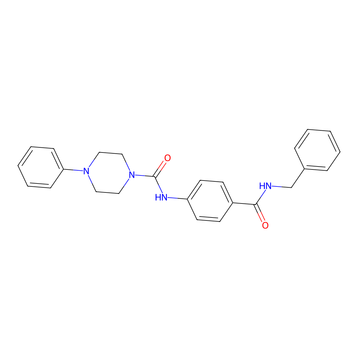 N-[4-(benzylcarbamoyl)phenyl]-4-phenylpiperazine-1-carboxamide molecular structure, CAS 1324066-92-3
