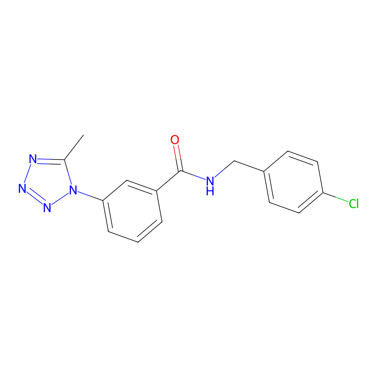 N-(4-chlorobenzyl)-3-(5-methyl-1H-tetrazol-1-yl)benzamide molecular structure, CAS 1324067-16-4