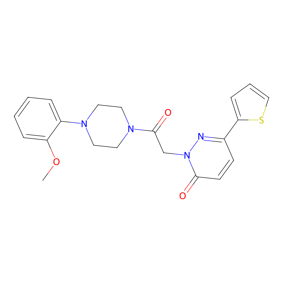 2-{2-[4-(2-methoxyphenyl)piperazino]-2-oxoethyl}-6-(2-thienyl)-3(2H)-pyridazinone molecular structure, CAS 1324067-29-9