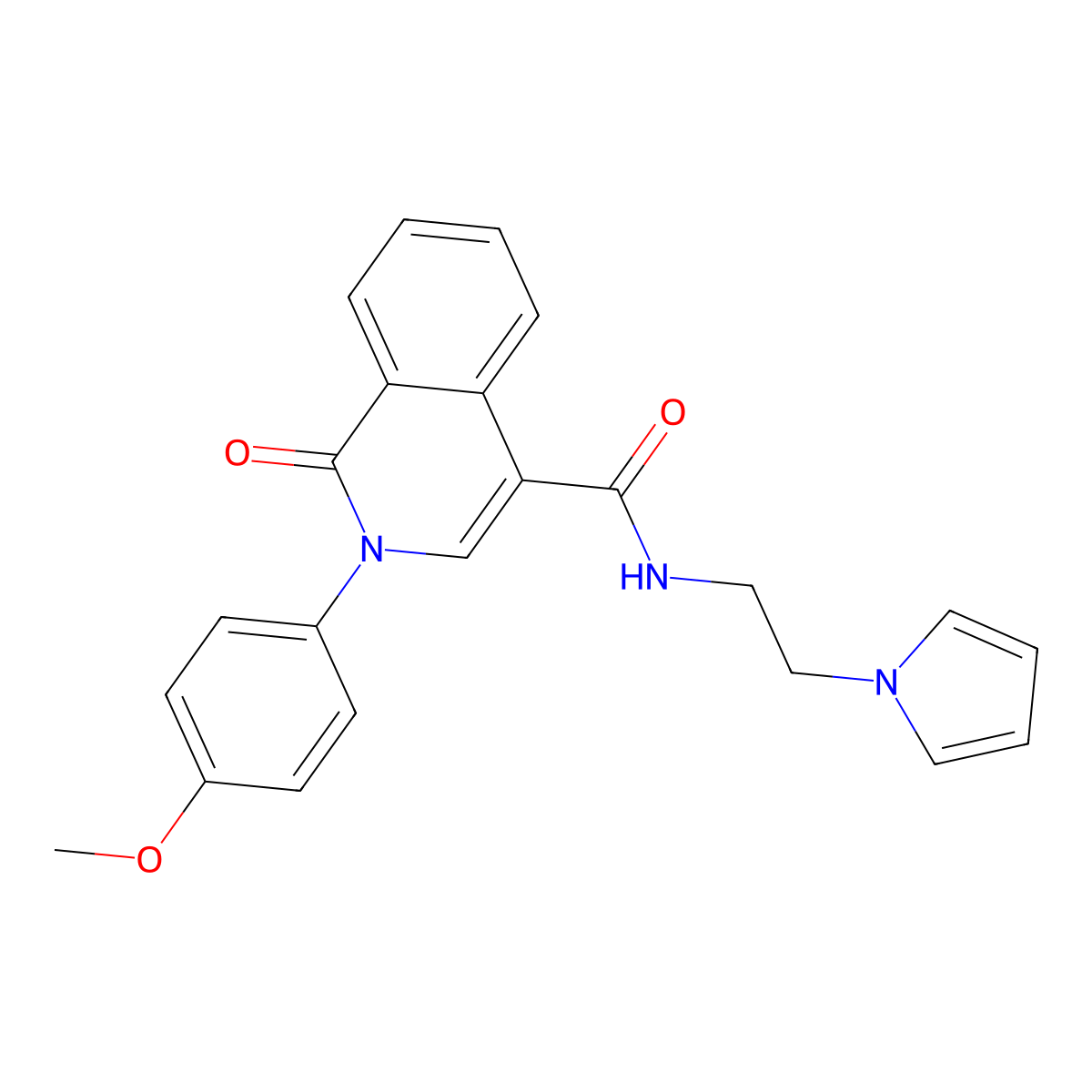 2-(4-methoxyphenyl)-1-oxo-N-[2-(1H-pyrrol-1-yl)ethyl]-1,2-dihydroisoquinoline-4-carboxamide molecular structure, CAS 1324067-34-6