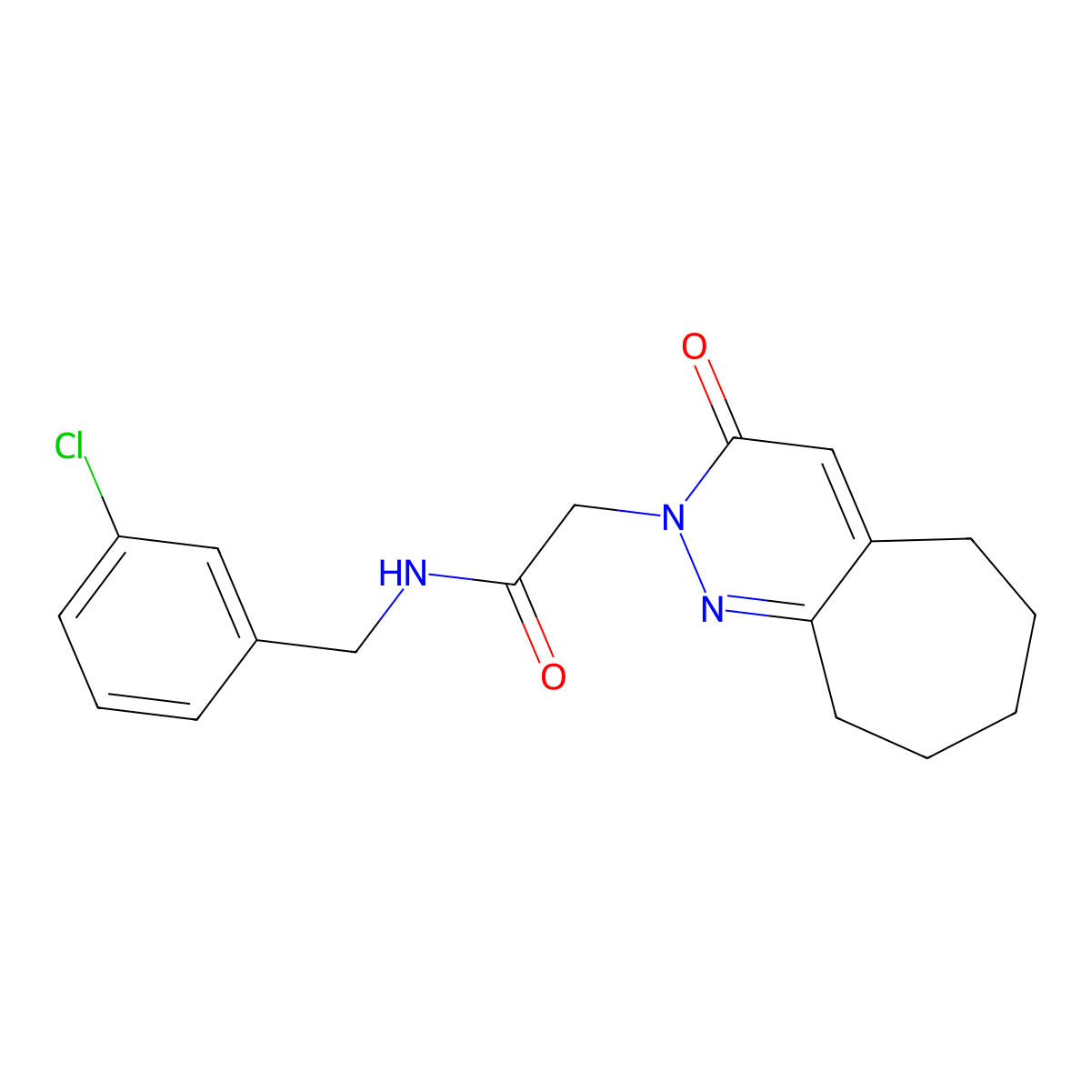 N-(3-chlorobenzyl)-2-(3-oxo-3,5,6,7,8,9-hexahydro-2H-cyclohepta[c]pyridazin-2-yl)acetamide molecular structure, CAS 1324067-52-8