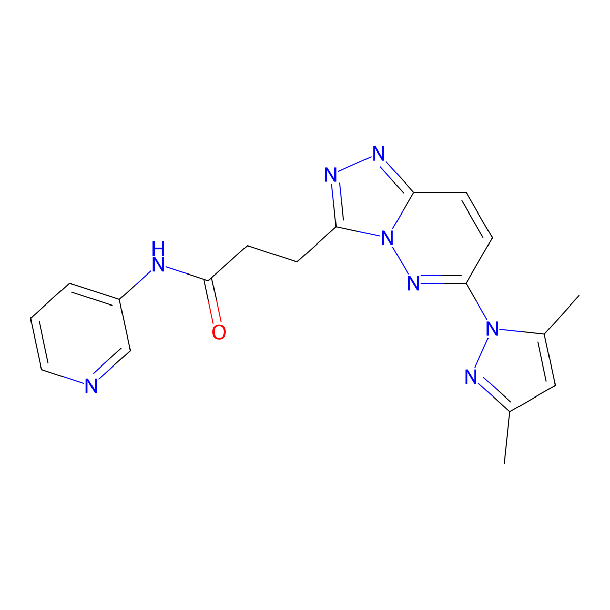 3-[6-(3,5-dimethyl-1H-pyrazol-1-yl)[1,2,4]triazolo[4,3-b]pyridazin-3-yl]-N-(pyridin-3-yl)propanamide molecular structure, CAS 1324067-61-9