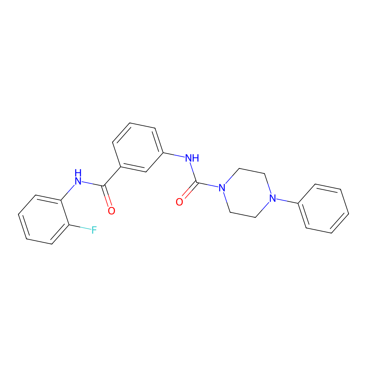 N-{3-[(2-fluorophenyl)carbamoyl]phenyl}-4-phenylpiperazine-1-carboxamide molecular structure, CAS 1324067-64-2
