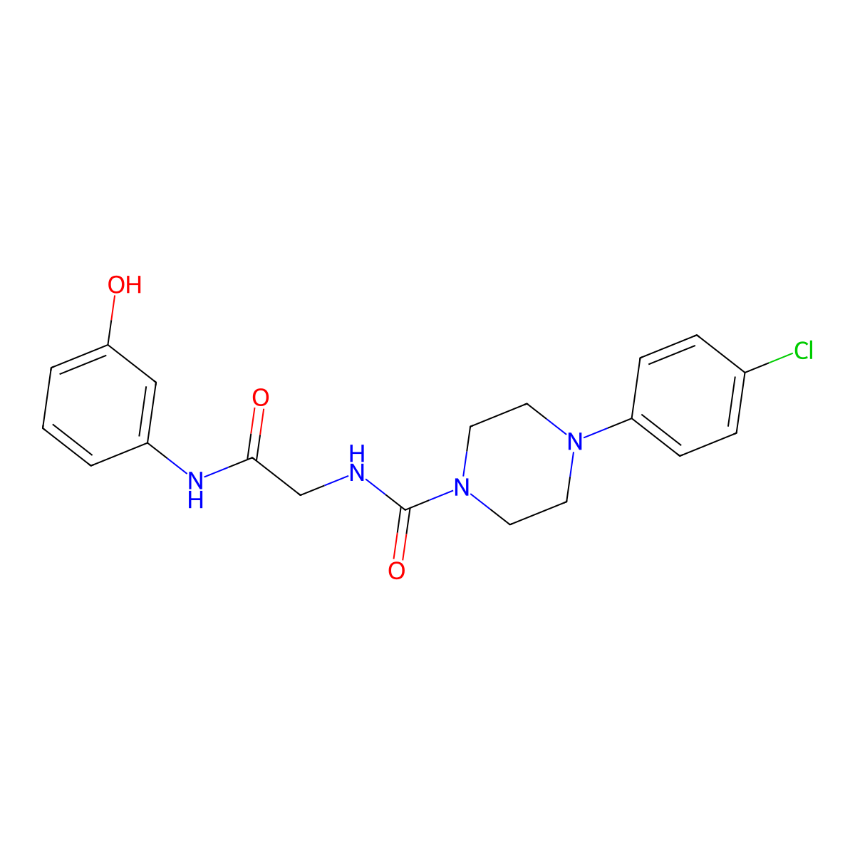 4-(4-chlorophenyl)-N-{2-[(3-hydroxyphenyl)amino]-2-oxoethyl}piperazine-1-carboxamide molecular structure, CAS 1324067-76-6