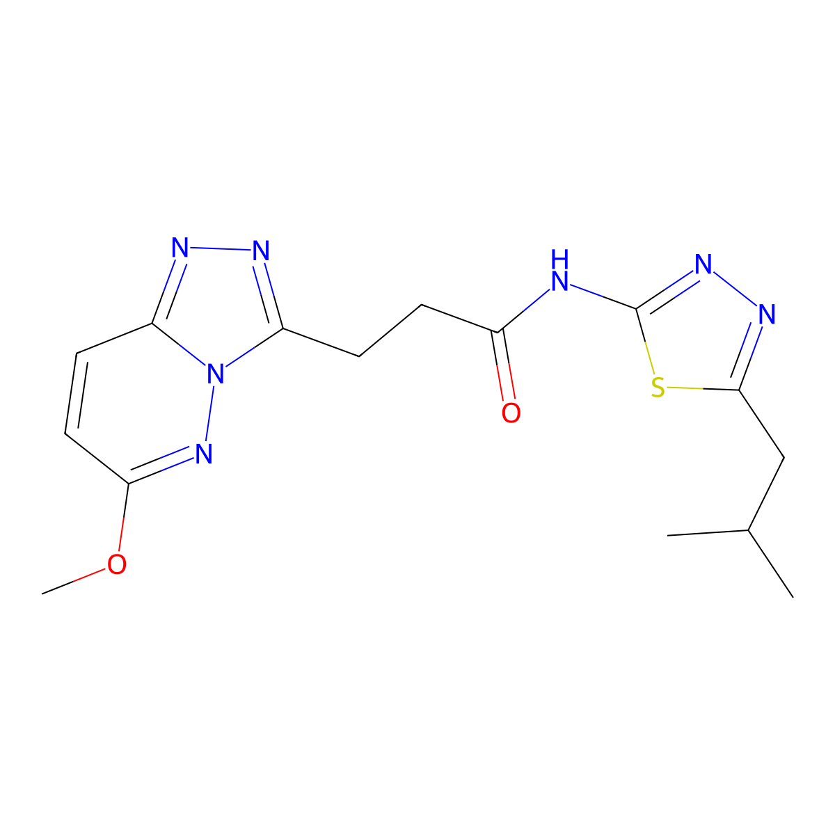 N-(5-isobutyl-1,3,4-thiadiazol-2-yl)-3-(6-methoxy-[1,2,4]triazolo[4,3-b]pyridazin-3-yl)propanamide molecular structure, CAS 1324067-97-1