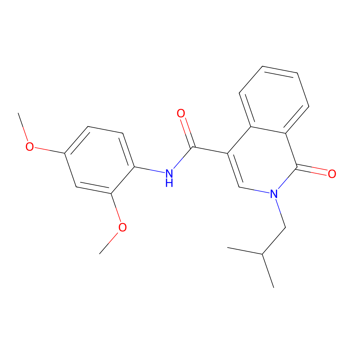 N-(2,4-dimethoxyphenyl)-2-(2-methylpropyl)-1-oxo-1,2-dihydroisoquinoline-4-carboxamide molecular structure, CAS 1324068-02-1