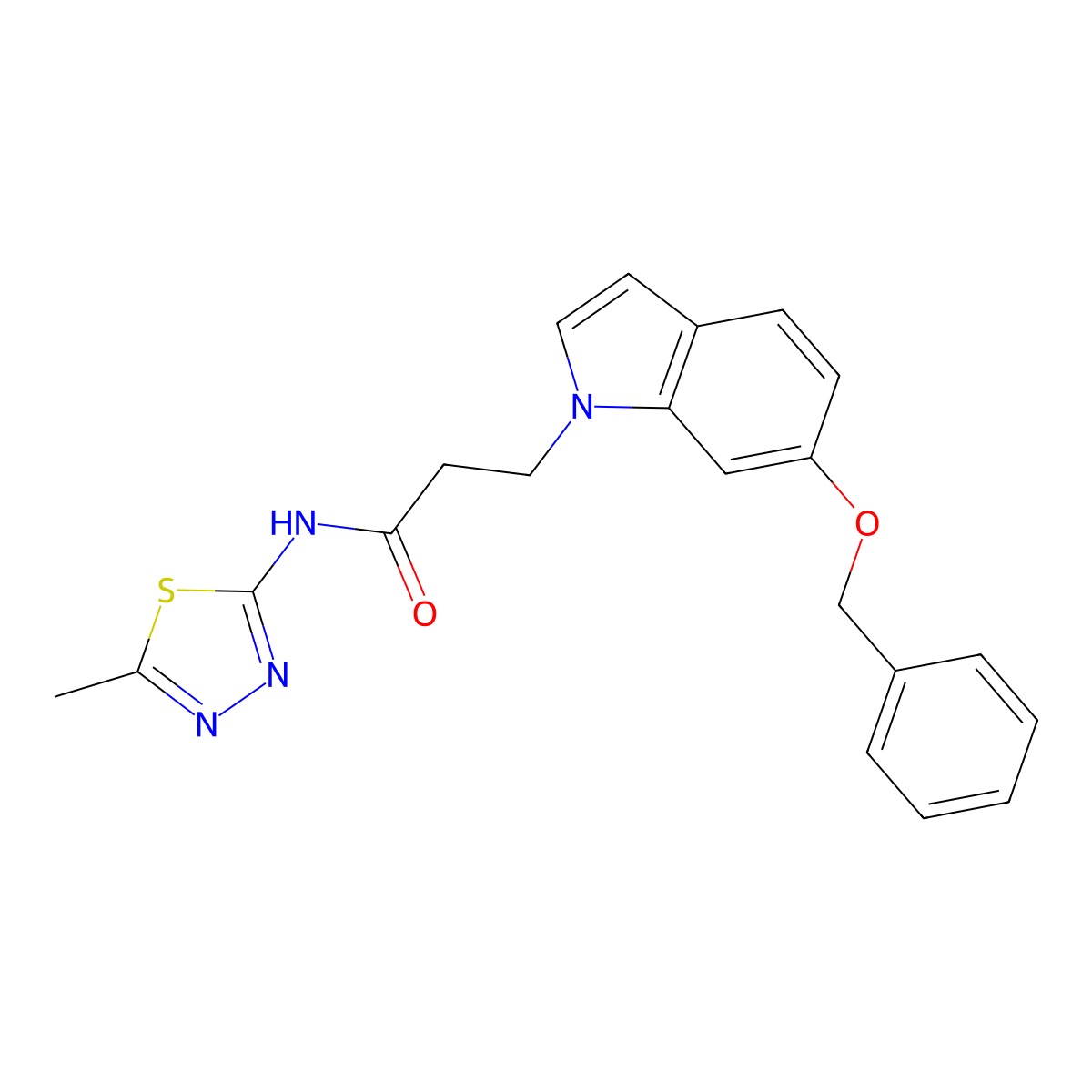 3-(6-(benzyloxy)-1H-indol-1-yl)-N-(5-methyl-1,3,4-thiadiazol-2-yl)propanamide molecular structure, CAS 1324068-05-4