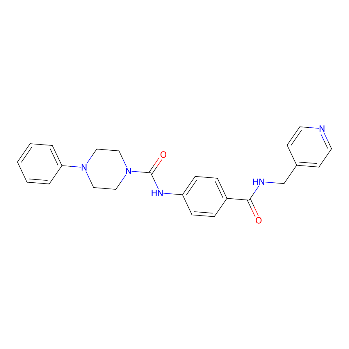 4-phenyl-N-{4-[(pyridin-4-ylmethyl)carbamoyl]phenyl}piperazine-1-carboxamide molecular structure, CAS 1324068-19-0