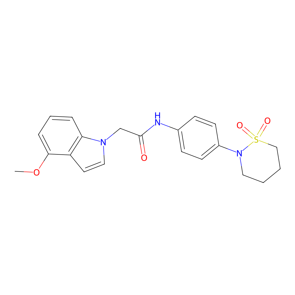 N-[4-(1,1-dioxido-1,2-thiazinan-2-yl)phenyl]-2-(4-methoxy-1H-indol-1-yl)acetamide molecular structure, CAS 1324068-21-4