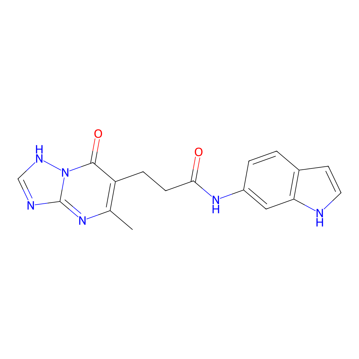 3-(7-hydroxy-5-methyl[1,2,4]triazolo[1,5-a]pyrimidin-6-yl)-N-(1H-indol-6-yl)propanamide molecular structure, CAS 1324068-30-5