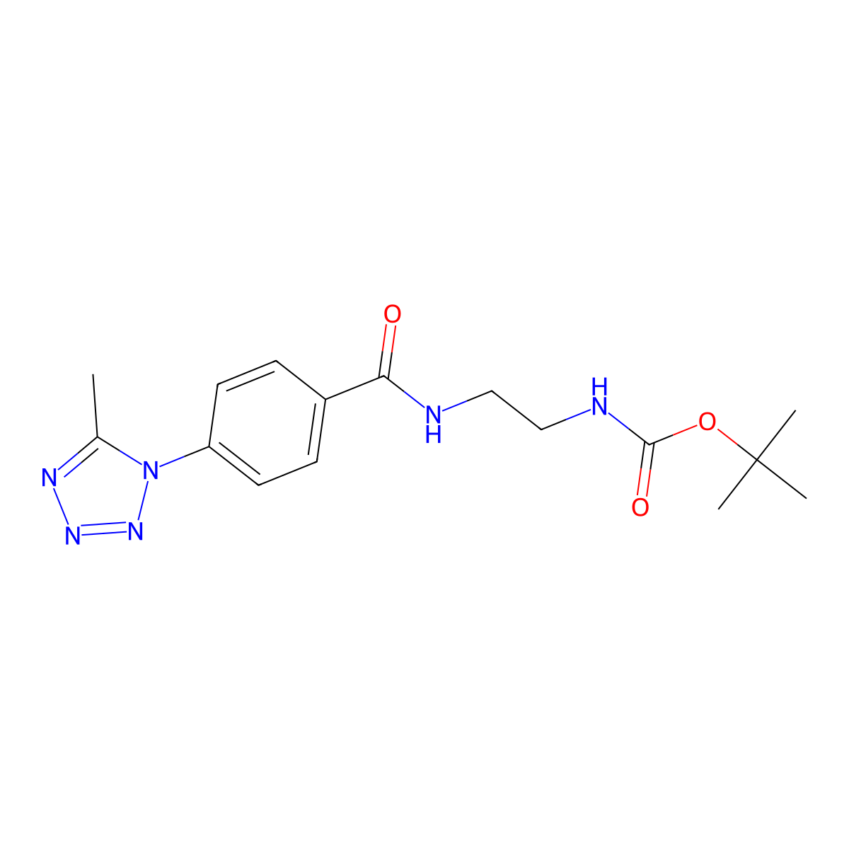 tert-butyl [2-({[4-(5-methyl-1H-tetrazol-1-yl)phenyl]carbonyl}amino)ethyl]carbamate molecular structure, CAS 1324068-31-6