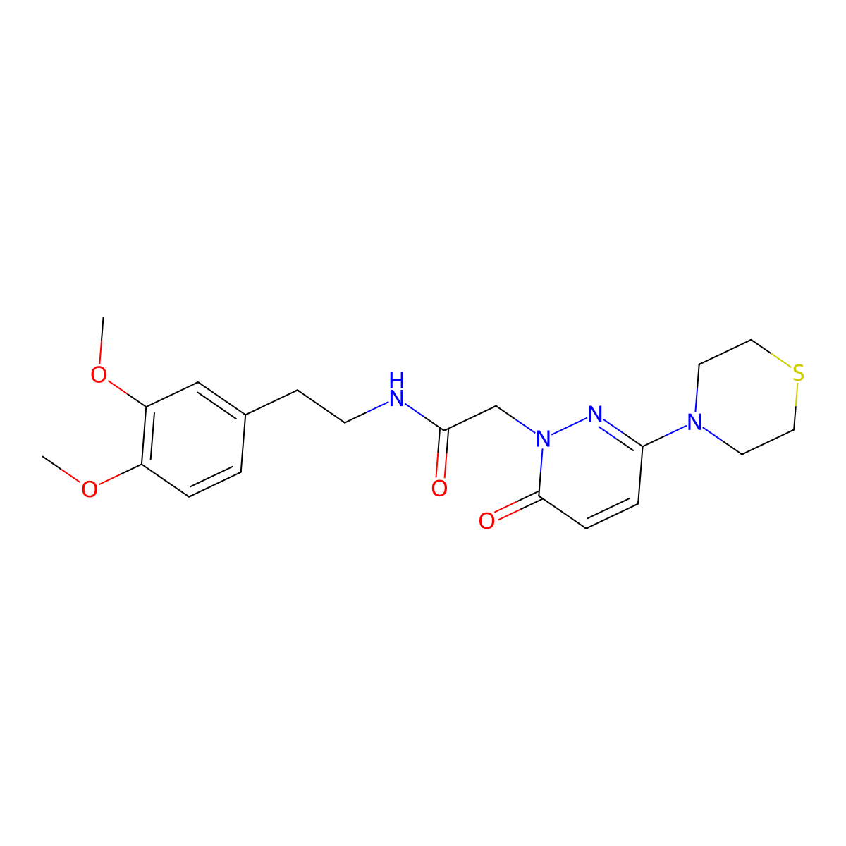 N-[2-(3,4-dimethoxyphenyl)ethyl]-2-[6-oxo-3-(thiomorpholin-4-yl)pyridazin-1(6H)-yl]acetamide molecular structure, CAS 1324068-33-8