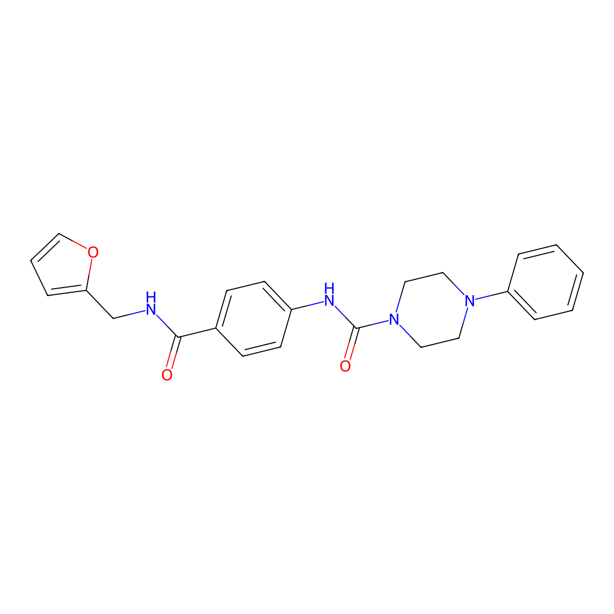 N-{4-[(furan-2-ylmethyl)carbamoyl]phenyl}-4-phenylpiperazine-1-carboxamide molecular structure, CAS 1324068-53-2