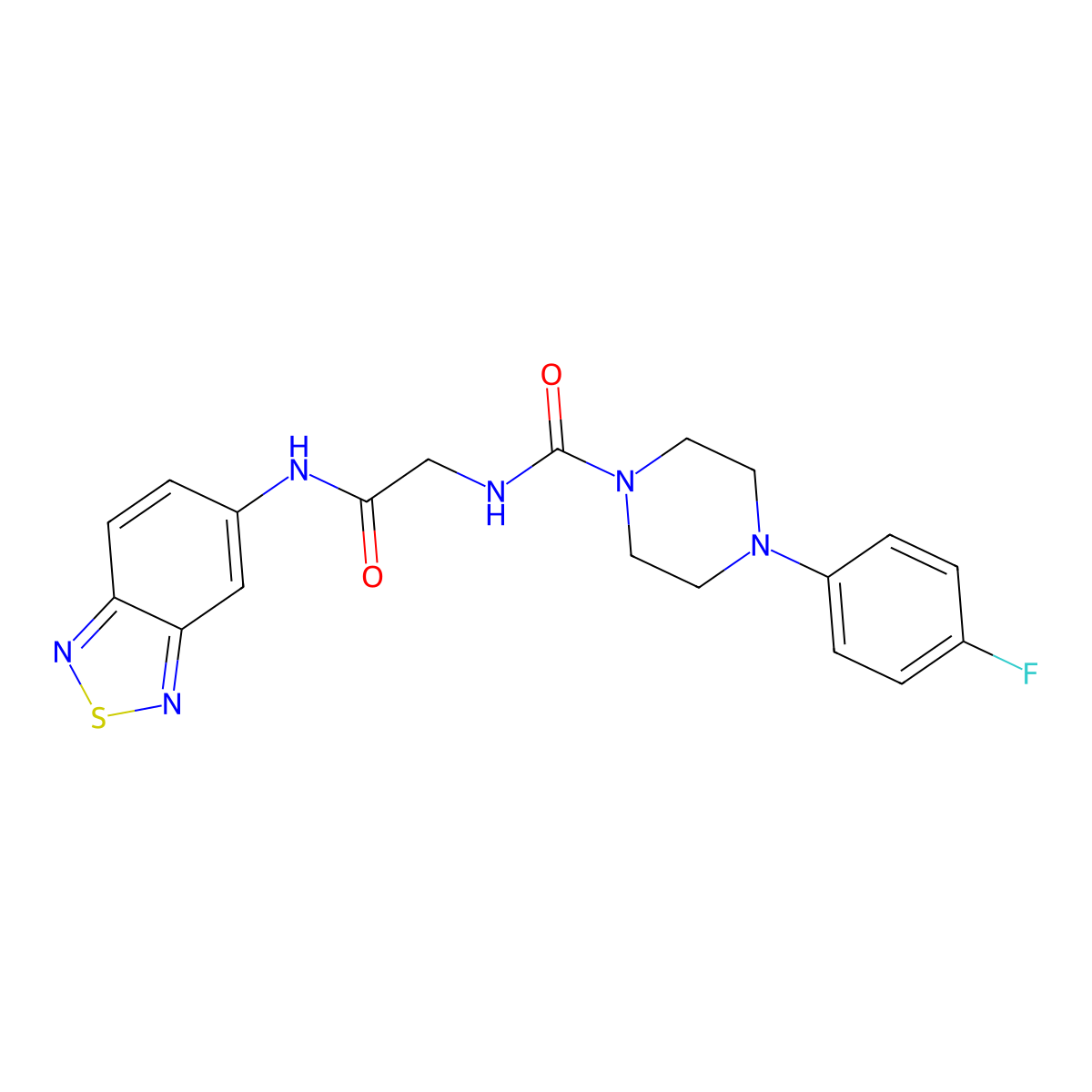 N-(2-(benzo[c][1,2,5]thiadiazol-5-ylamino)-2-oxoethyl)-4-(4-fluorophenyl)piperazine-1-carboxamide molecular structure, CAS 1324068-54-3
