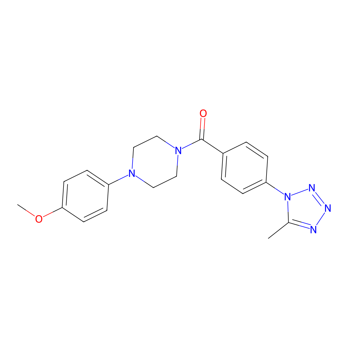 [4-(4-methoxyphenyl)piperazin-1-yl][4-(5-methyl-1H-tetrazol-1-yl)phenyl]methanone molecular structure, CAS 1324068-91-8