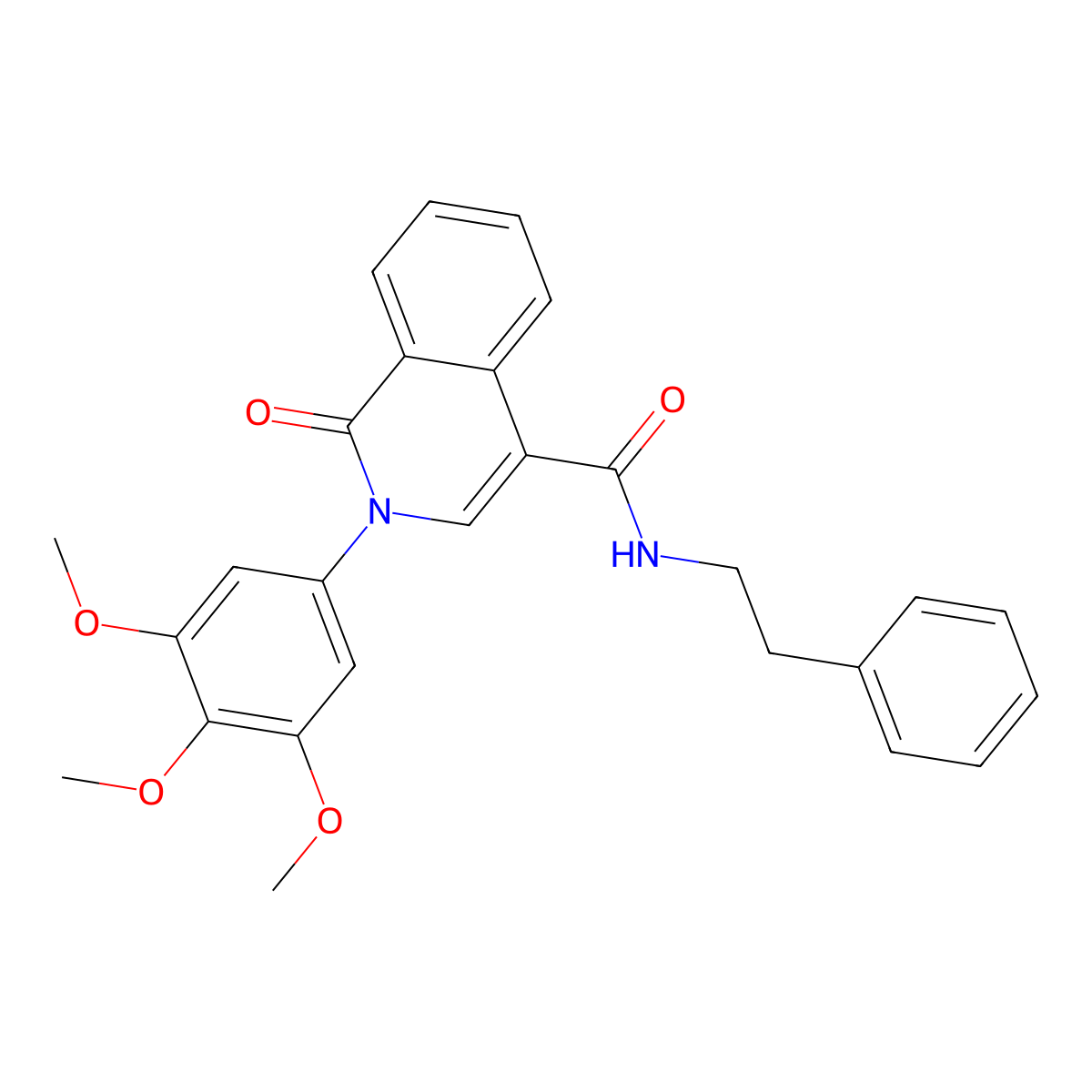 1-oxo-N-(2-phenylethyl)-2-(3,4,5-trimethoxyphenyl)-1,2-dihydroisoquinoline-4-carboxamide molecular structure, CAS 1324068-96-3