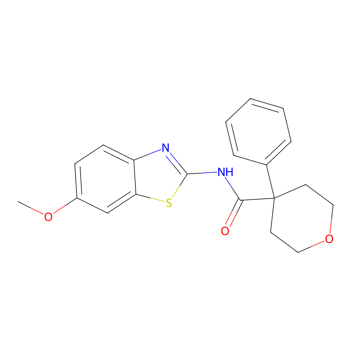 N-(6-methoxy-1,3-benzothiazol-2-yl)-4-phenyltetrahydro-2H-pyran-4-carboxamide molecular structure, CAS 1324069-00-2