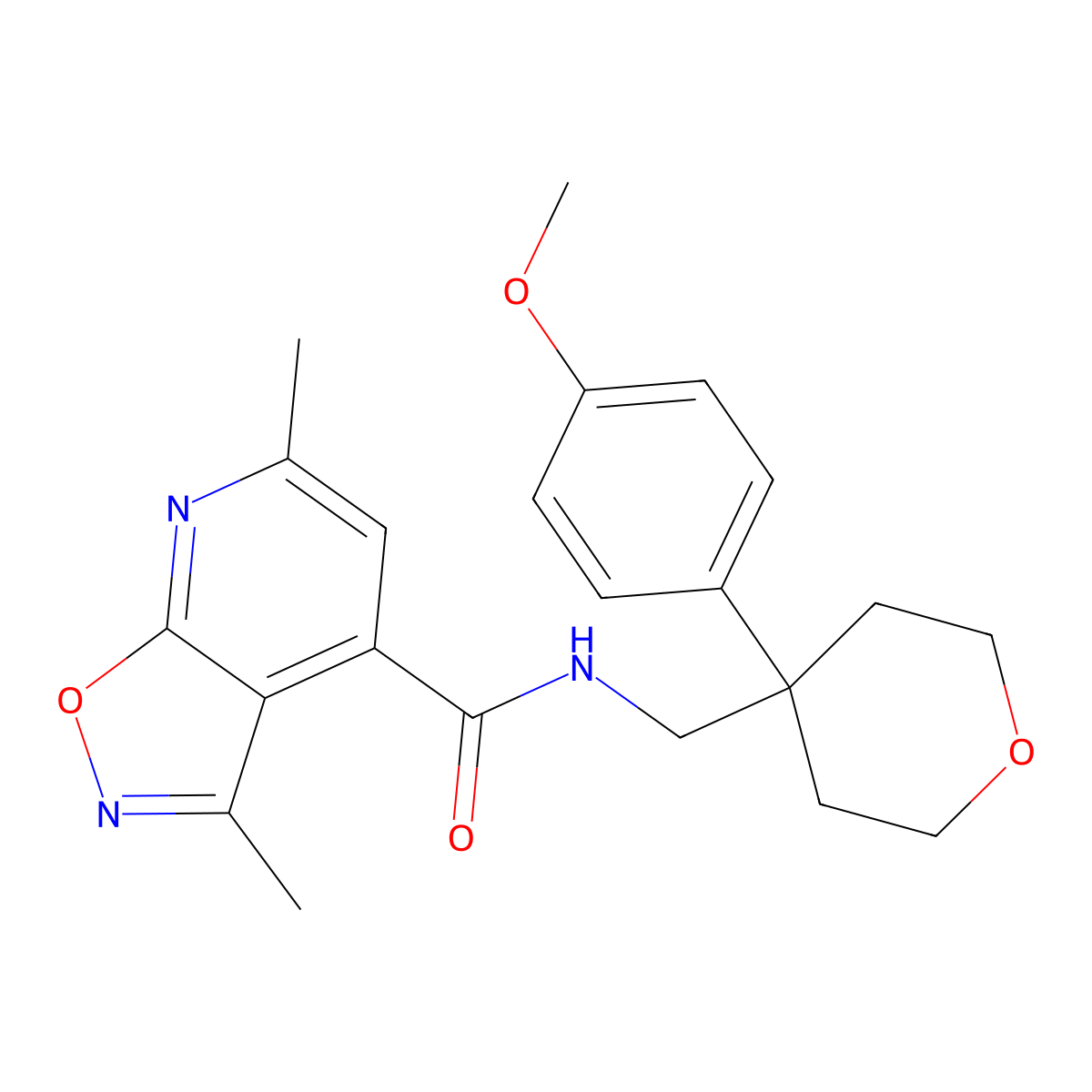 N-{[4-(4-methoxyphenyl)tetrahydro-2H-pyran-4-yl]methyl}-3,6-dimethyl[1,2]oxazolo[5,4-b]pyridine-4-carboxamide molecular structure, CAS 1324069-11-5