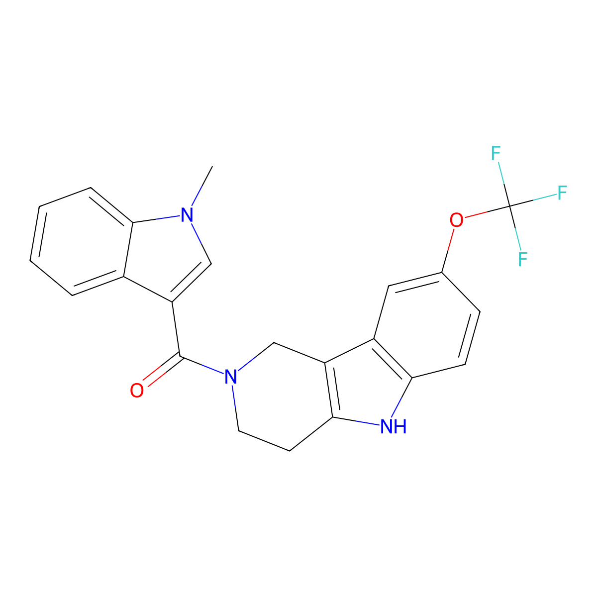 (1-methyl-1H-indol-3-yl)[8-(trifluoromethoxy)-1,3,4,5-tetrahydro-2H-pyrido[4,3-b]indol-2-yl]methanone molecular structure, CAS 1324069-29-5