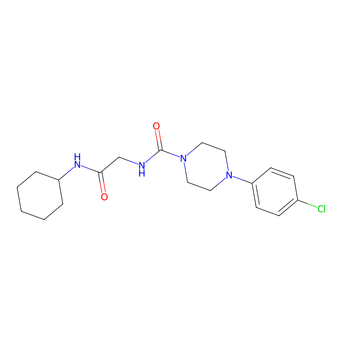 4-(4-chlorophenyl)-N-[2-(cyclohexylamino)-2-oxoethyl]piperazine-1-carboxamide molecular structure, CAS 1324069-48-8