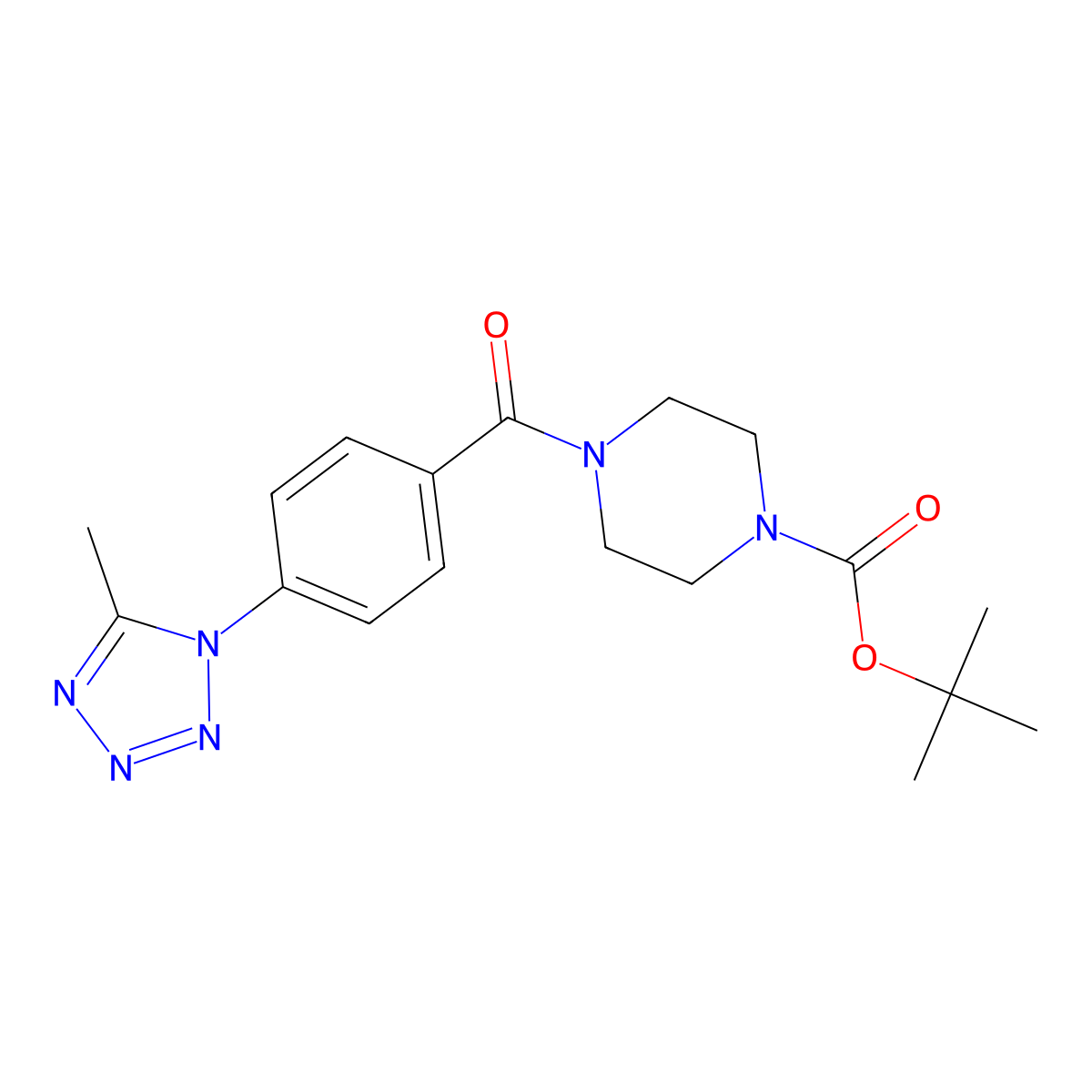 tert-butyl 4-{[4-(5-methyl-1H-tetrazol-1-yl)phenyl]carbonyl}piperazine-1-carboxylate molecular structure, CAS 1324069-51-3