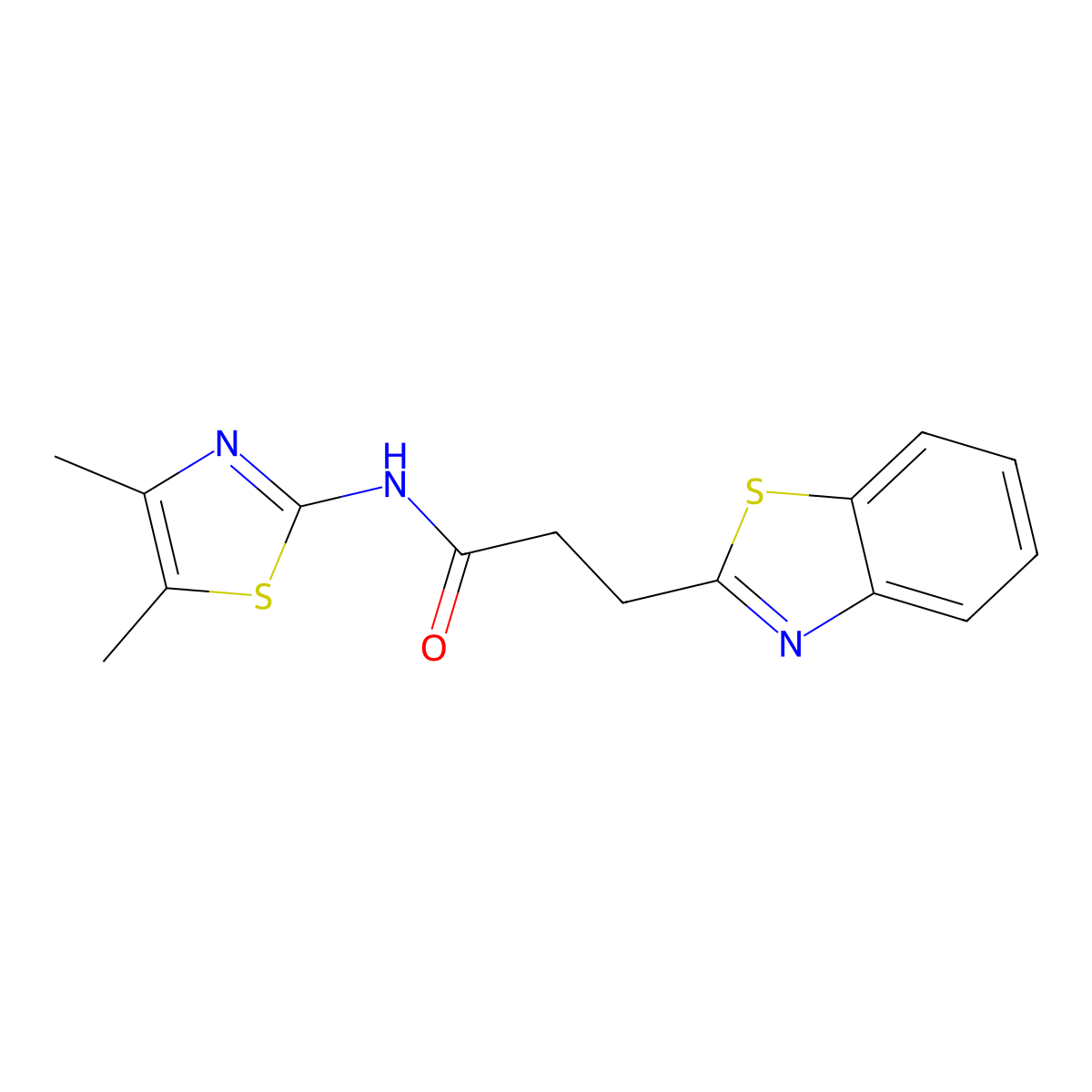 3-(benzo[d]thiazol-2-yl)-N-(4,5-dimethylthiazol-2-yl)propanamide molecular structure, CAS 1324069-52-4