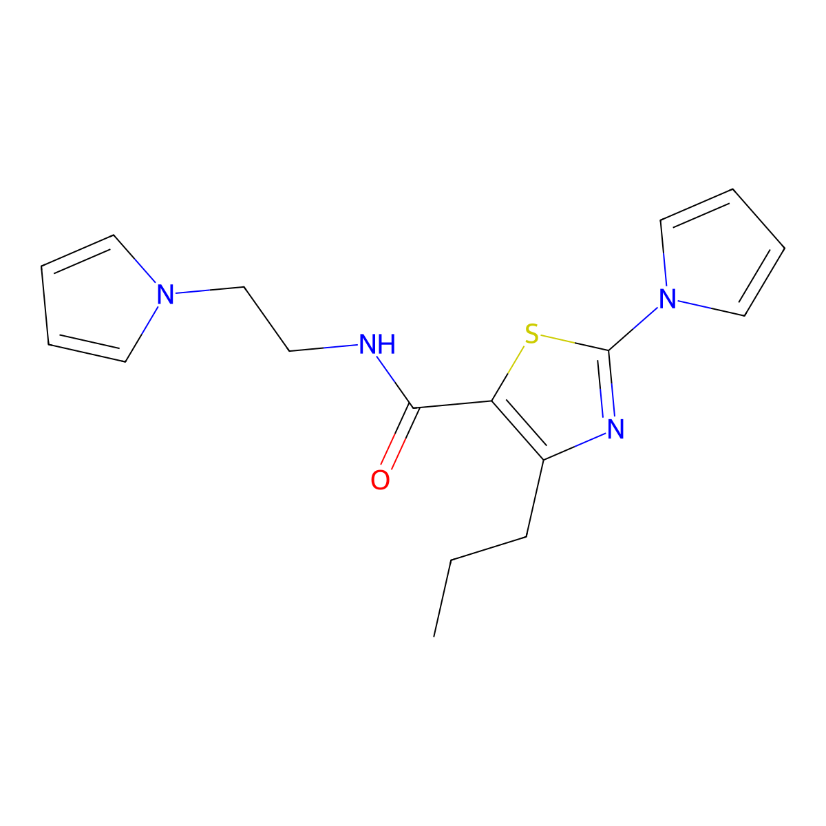 4-propyl-2-(1H-pyrrol-1-yl)-N-[2-(1H-pyrrol-1-yl)ethyl]-1,3-thiazole-5-carboxamide molecular structure, CAS 1324069-57-9