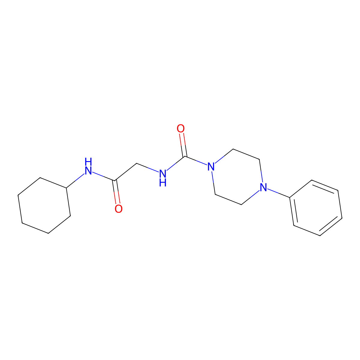 N-[2-(cyclohexylamino)-2-oxoethyl]-4-phenylpiperazine-1-carboxamide molecular structure, CAS 1324069-58-0