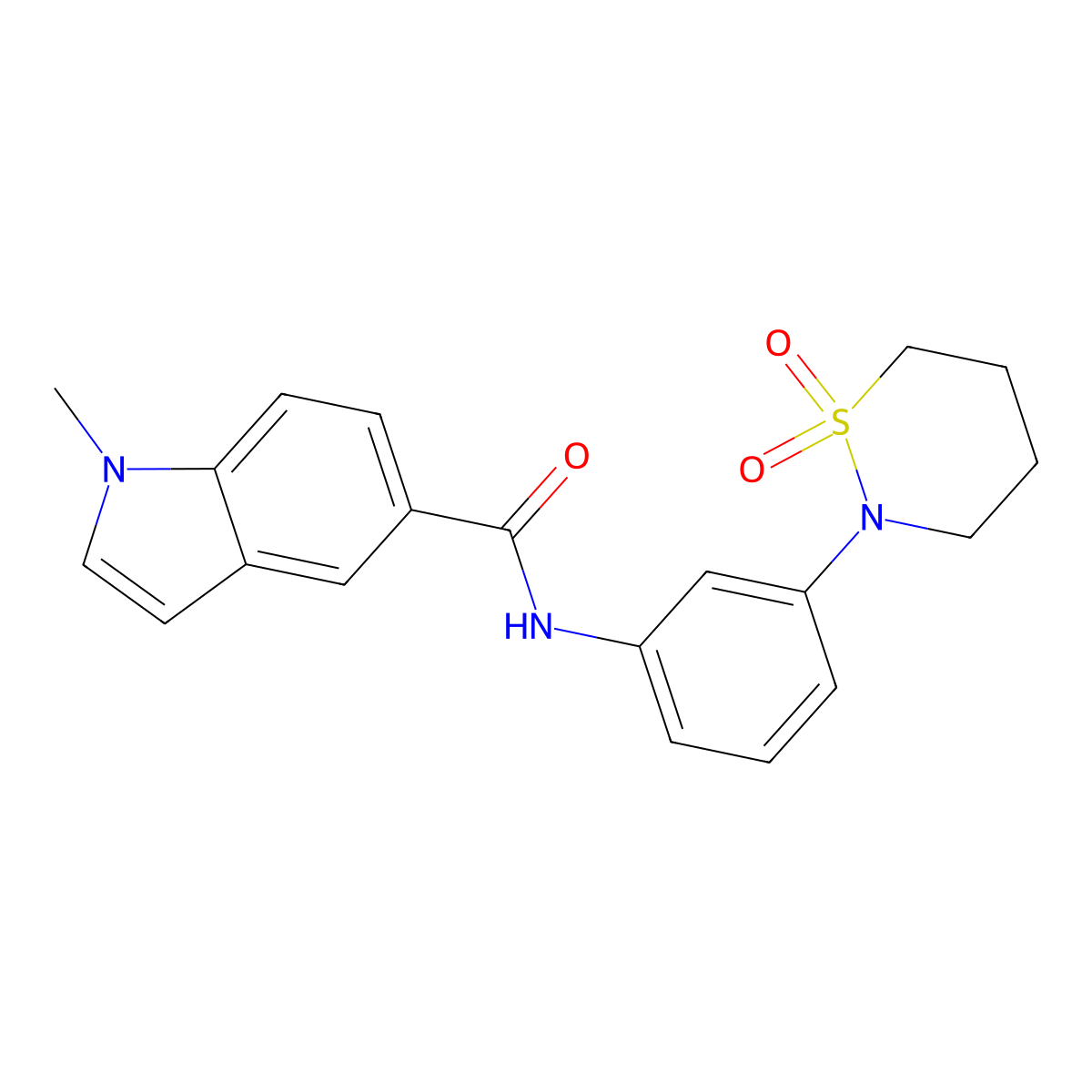 N-[3-(1,1-dioxido-1,2-thiazinan-2-yl)phenyl]-1-methyl-1H-indole-5-carboxamide molecular structure, CAS 1324069-63-7