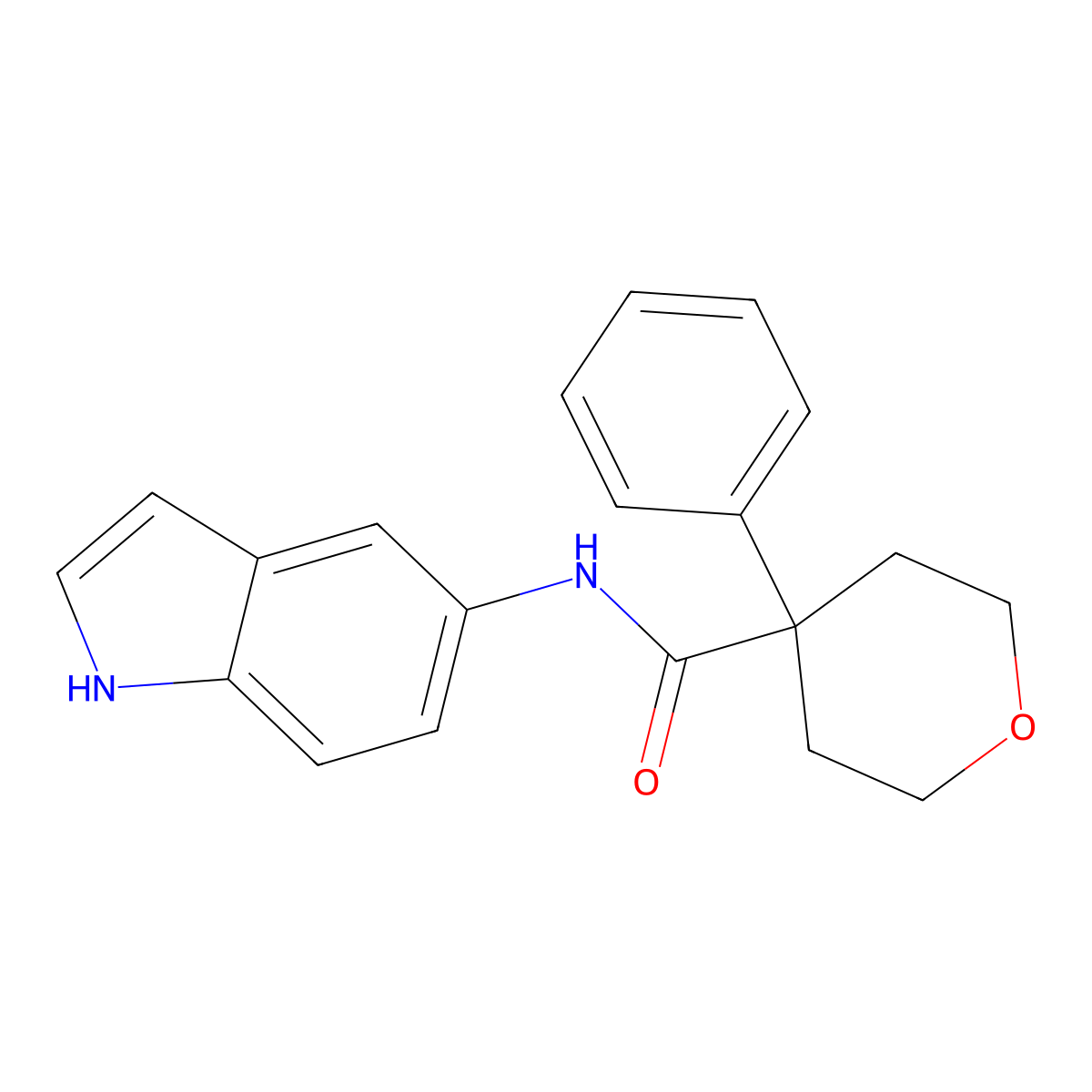 N-(1H-indol-5-yl)-4-phenyltetrahydro-2H-pyran-4-carboxamide molecular structure, CAS 1324069-87-5