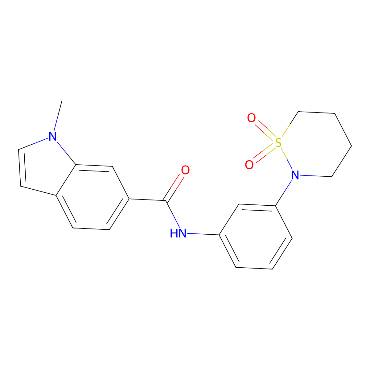 N-[3-(1,1-dioxido-1,2-thiazinan-2-yl)phenyl]-1-methyl-1H-indole-6-carboxamide molecular structure, CAS 1324069-89-7