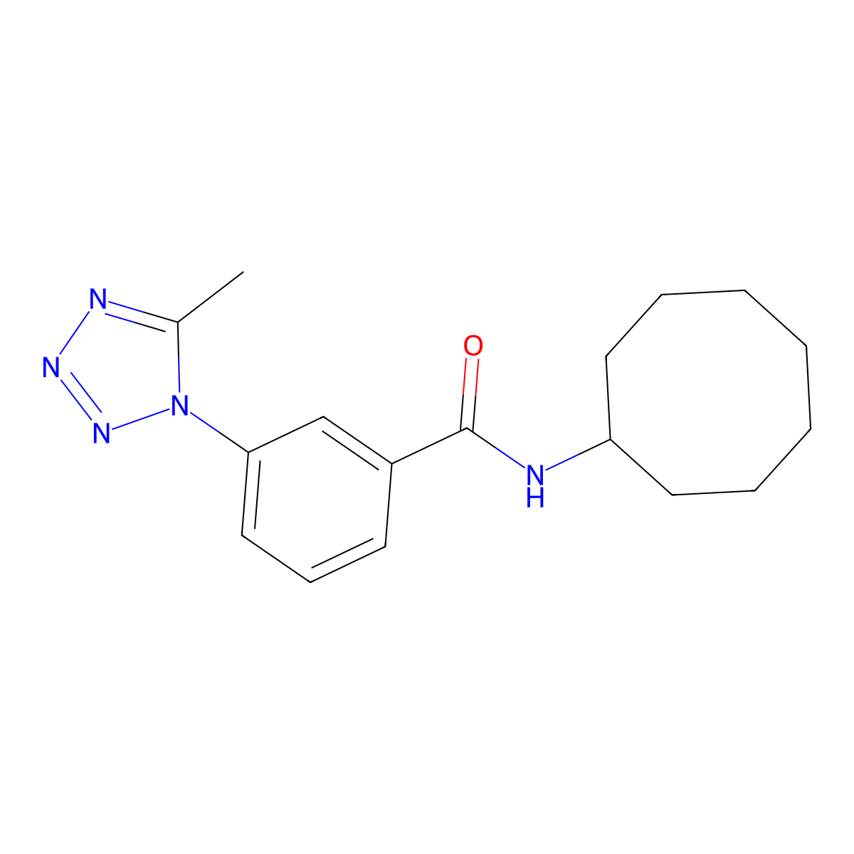N-cyclooctyl-3-(5-methyl-1H-tetrazol-1-yl)benzamide molecular structure, CAS 1324070-30-5