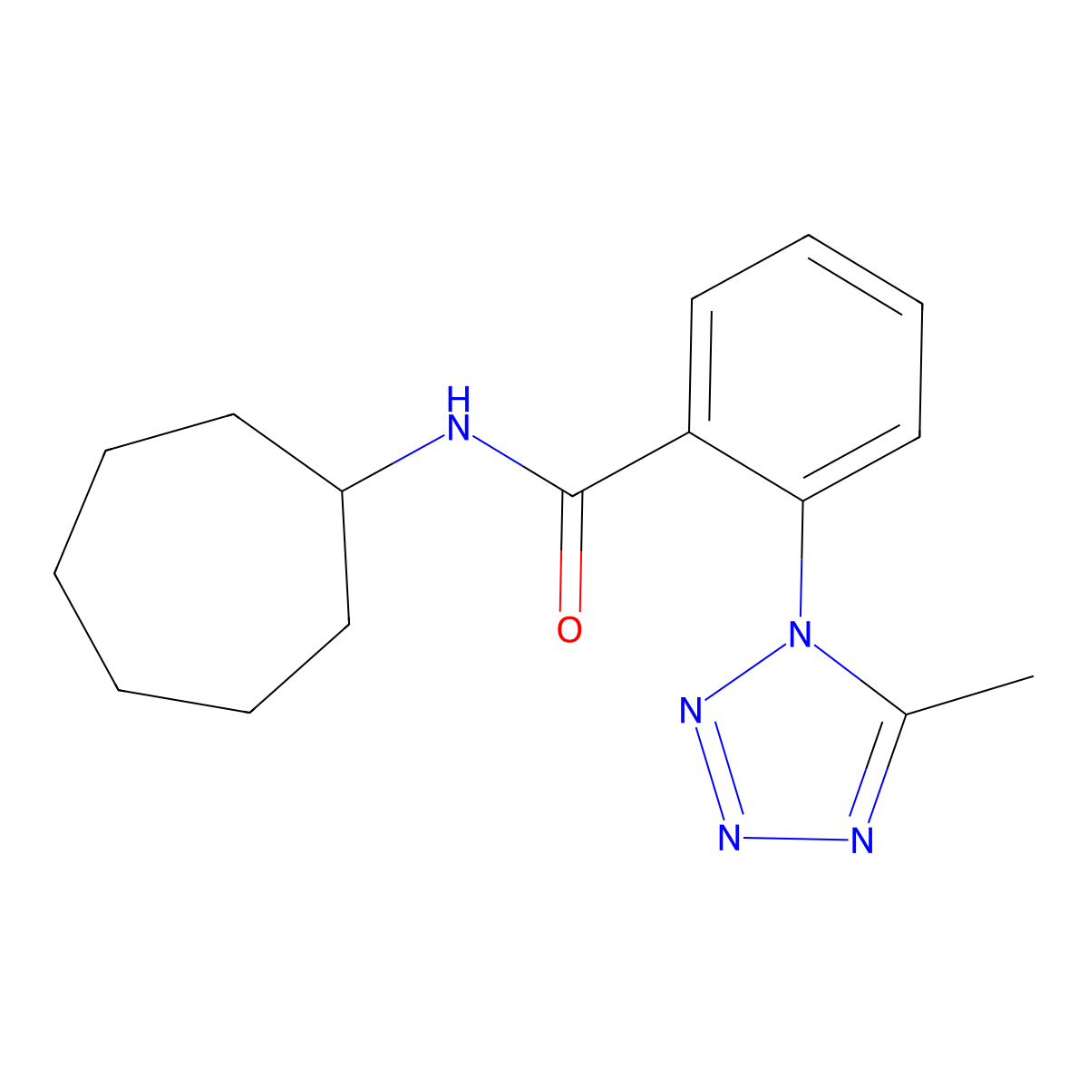 N-cycloheptyl-2-(5-methyl-1H-tetrazol-1-yl)benzamide molecular structure, CAS 1324070-42-9