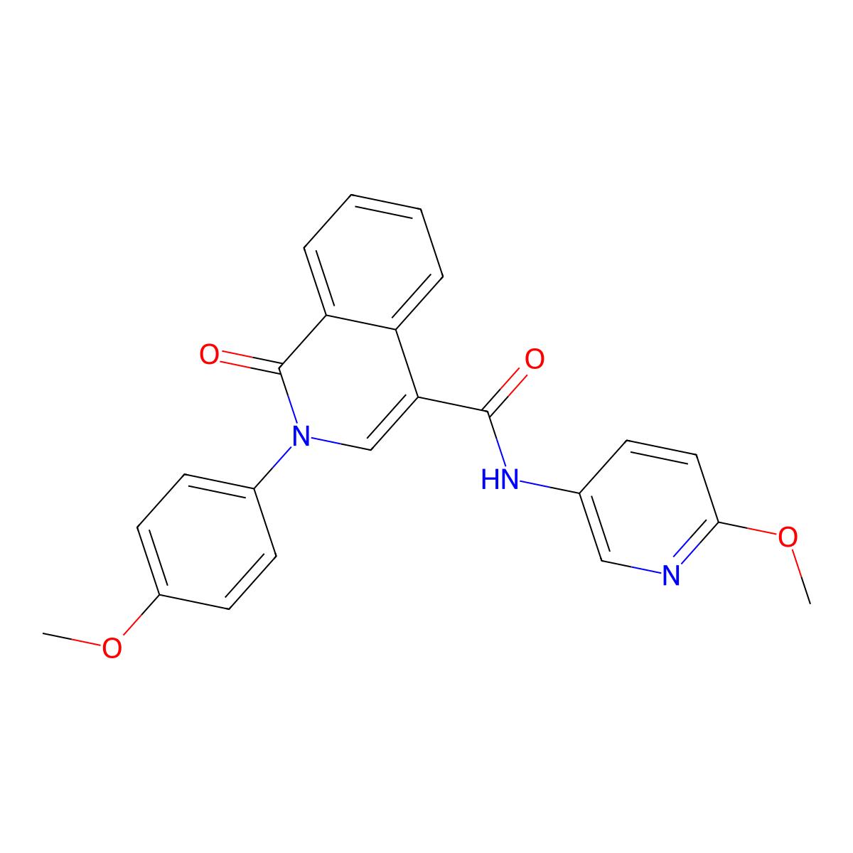 2-(4-methoxyphenyl)-N-(6-methoxypyridin-3-yl)-1-oxo-1,2-dihydroisoquinoline-4-carboxamide molecular structure, CAS 1324070-52-1