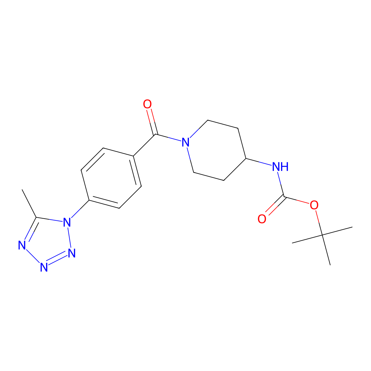 tert-butyl (1-{[4-(5-methyl-1H-tetrazol-1-yl)phenyl]carbonyl}piperidin-4-yl)carbamate molecular structure, CAS 1324070-79-2