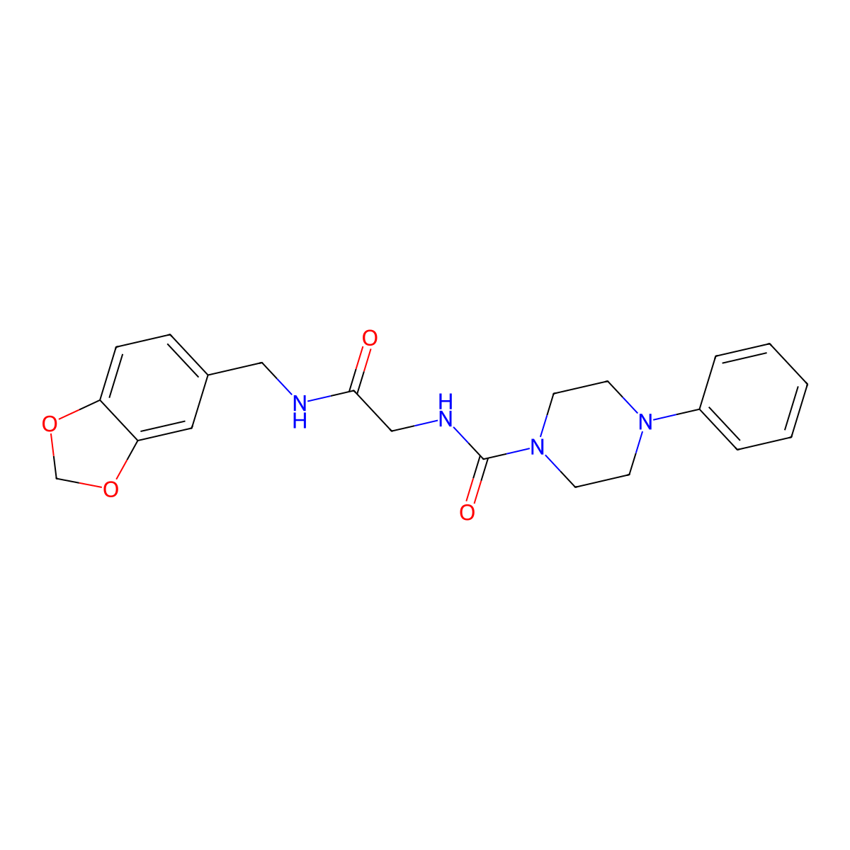N-{2-[(1,3-benzodioxol-5-ylmethyl)amino]-2-oxoethyl}-4-phenylpiperazine-1-carboxamide molecular structure, CAS 1324070-86-1