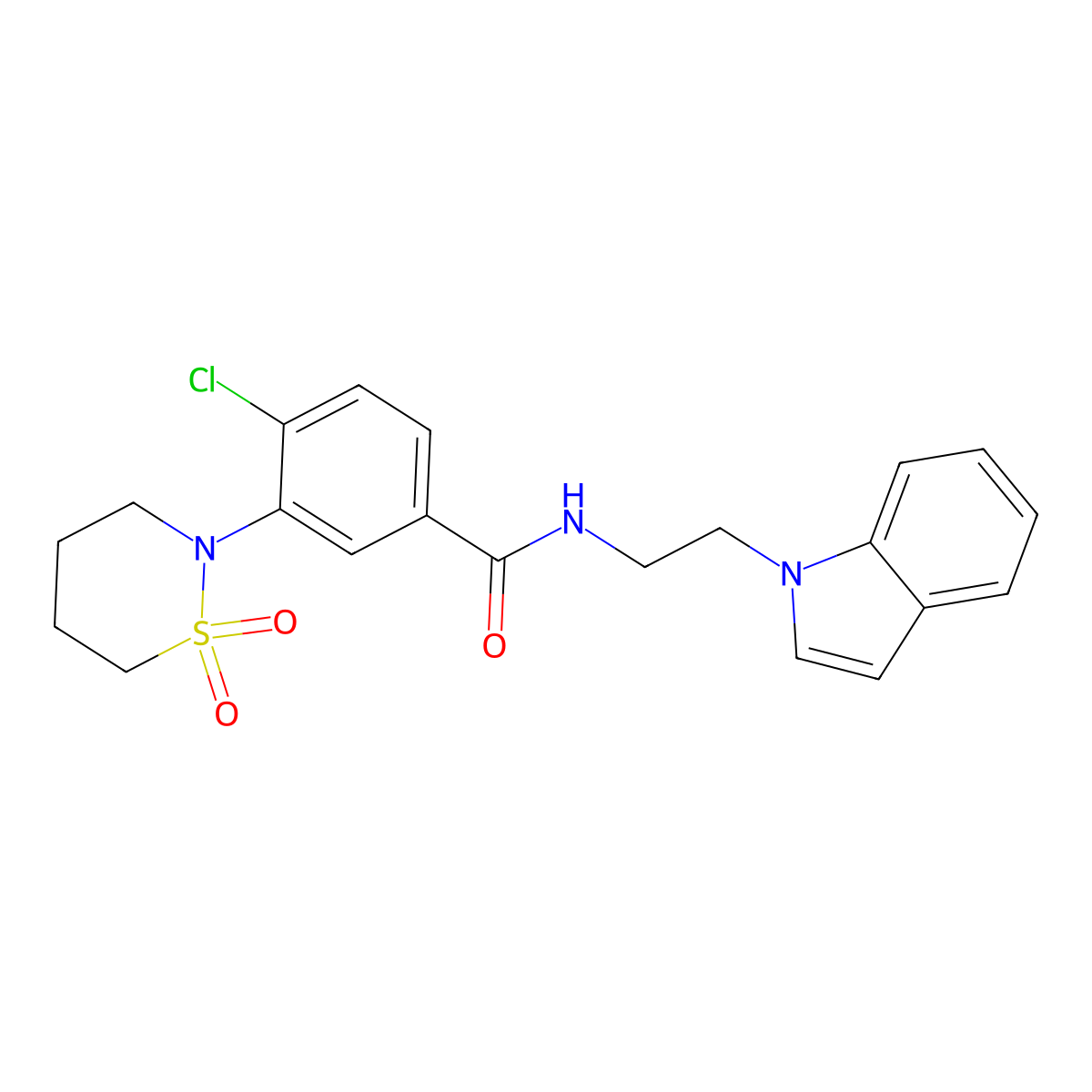 4-chloro-3-(1,1-dioxido-1,2-thiazinan-2-yl)-N-[2-(1H-indol-1-yl)ethyl]benzamide molecular structure, CAS 1324071-03-5