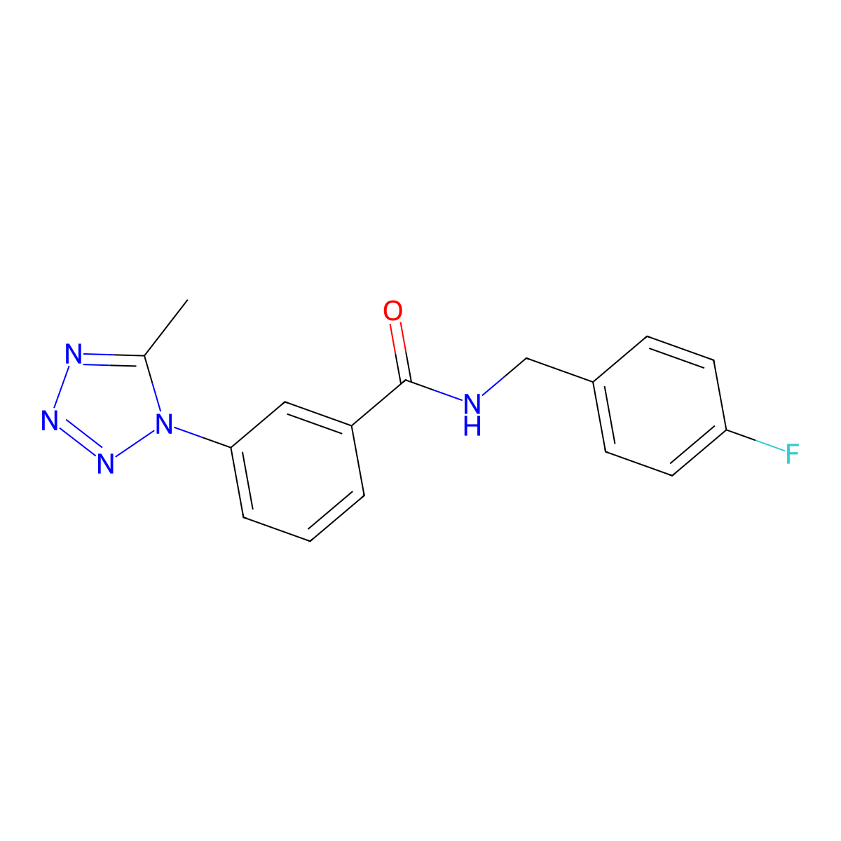 N-(4-fluorobenzyl)-3-(5-methyl-1H-tetrazol-1-yl)benzamide molecular structure, CAS 1324071-04-6